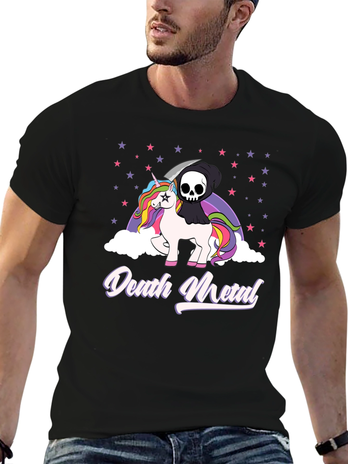 Death Metal Unicorn Graphic T-Shirt