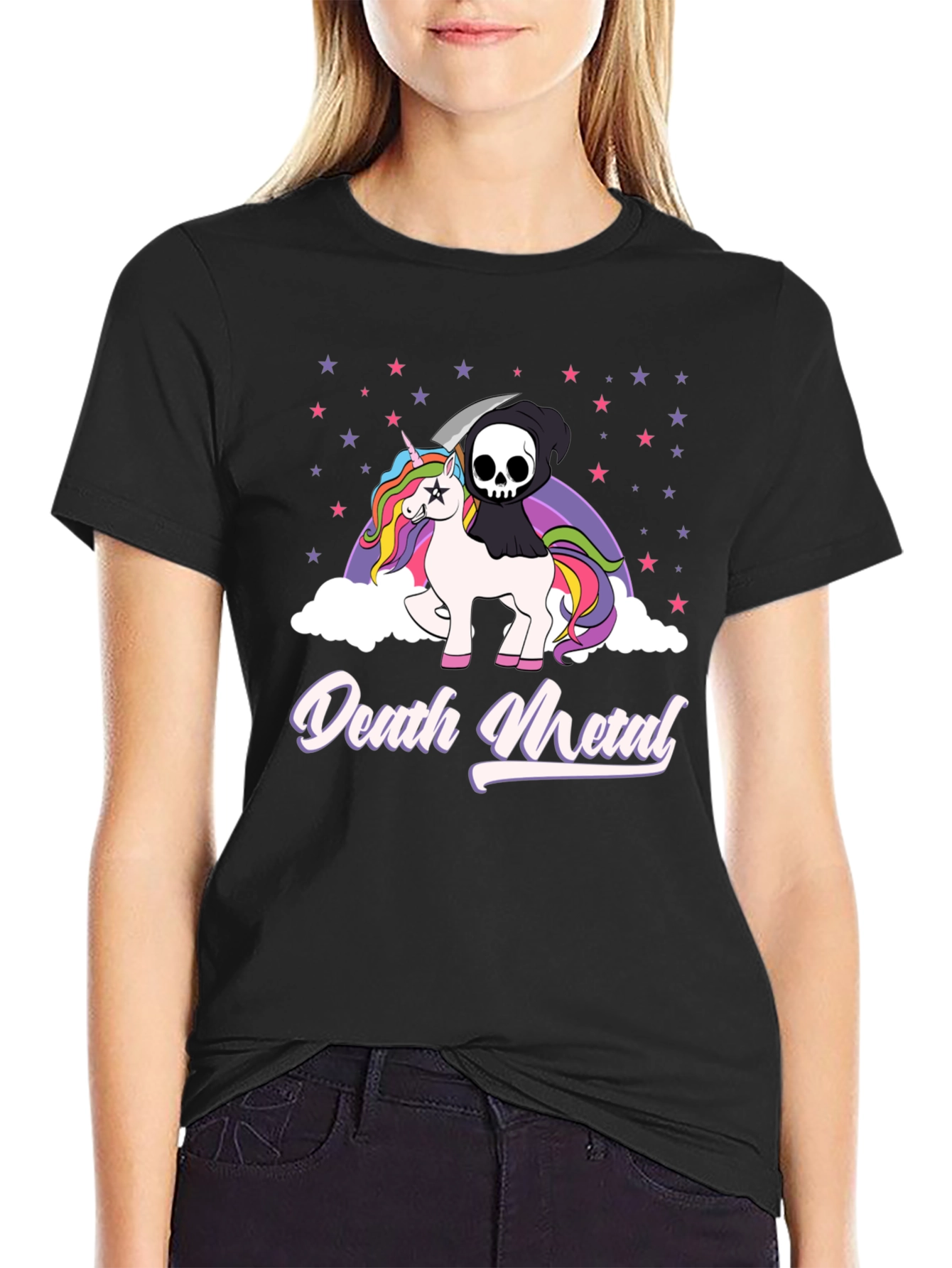 Death Metal Unicorn Graphic T-Shirt