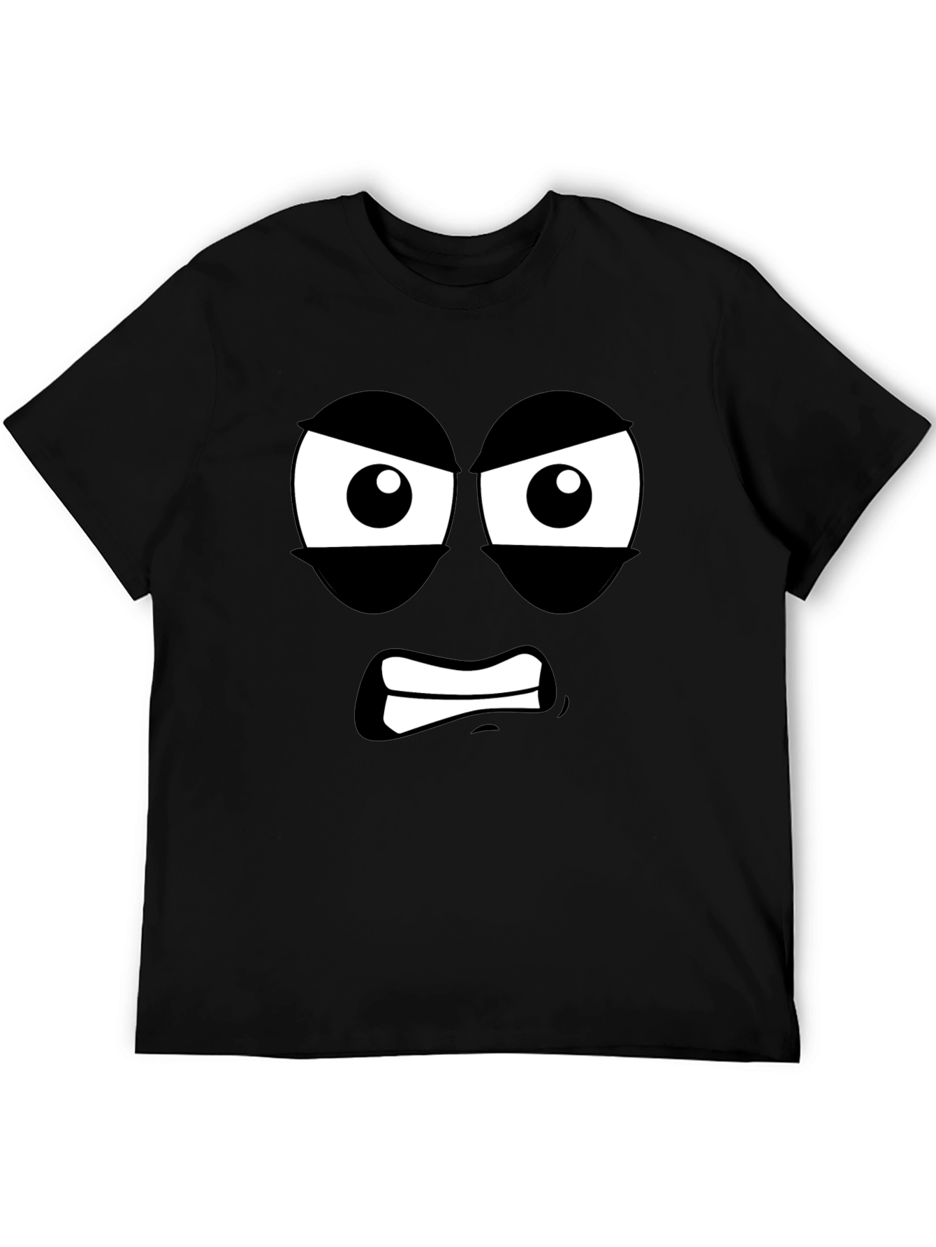 Angry Face Graphic T-Shirt - Black Cotton Tee