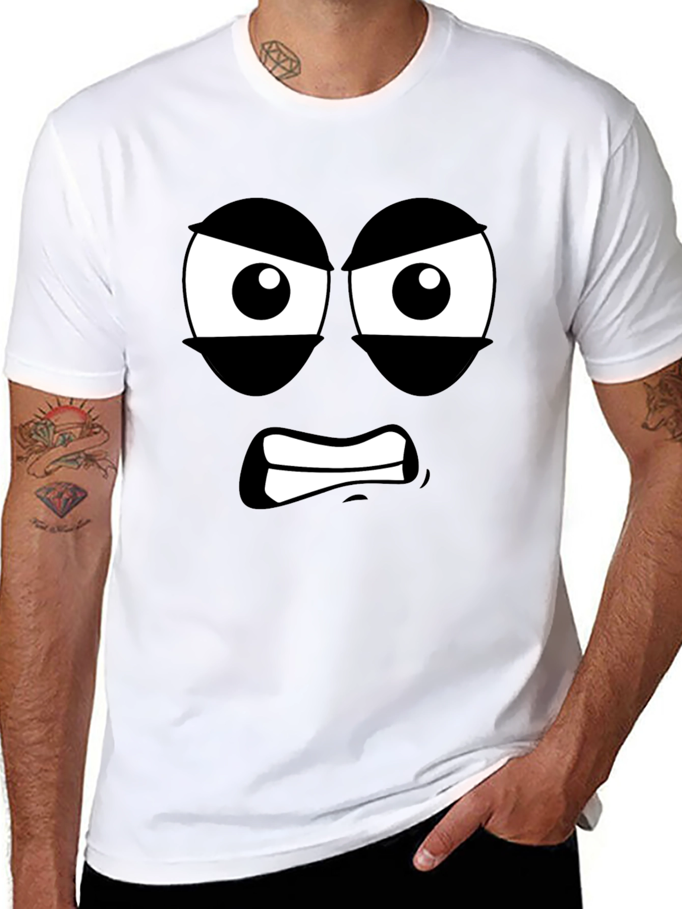 Angry Face Graphic T-Shirt - Black Cotton Tee