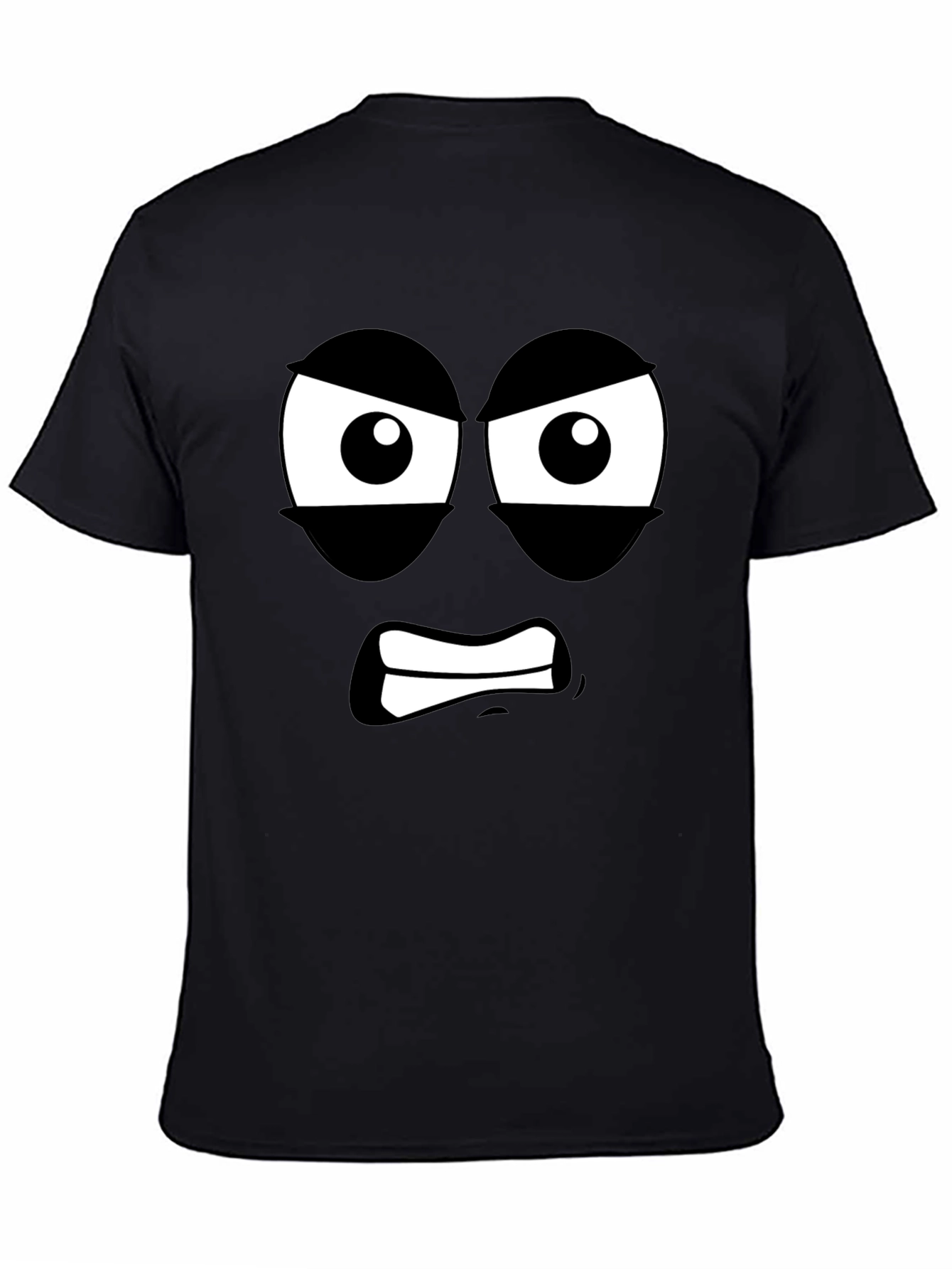 Angry Face Graphic T-Shirt - Black Cotton Tee