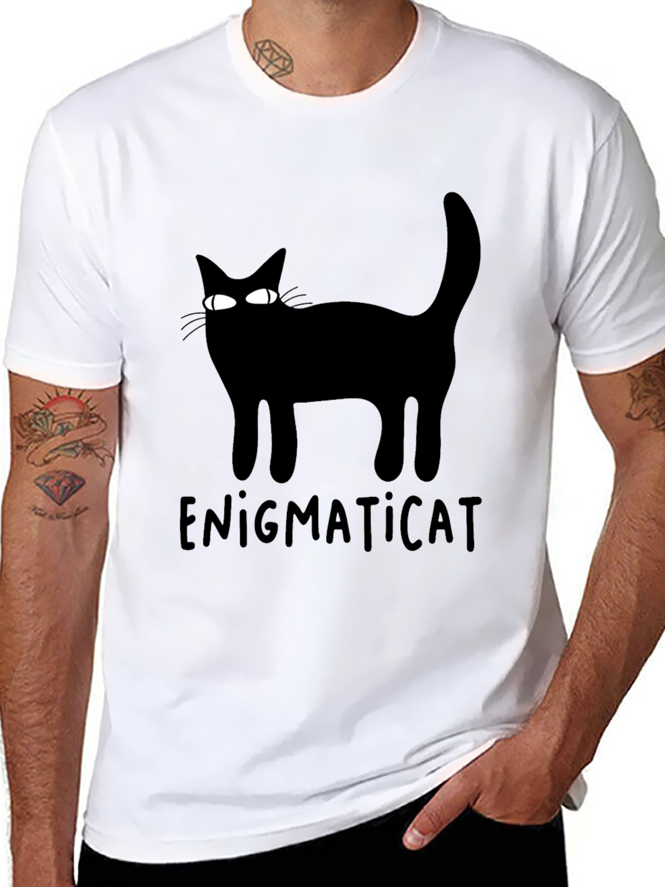Enigmaticat Black Cat Graphic T-Shirt