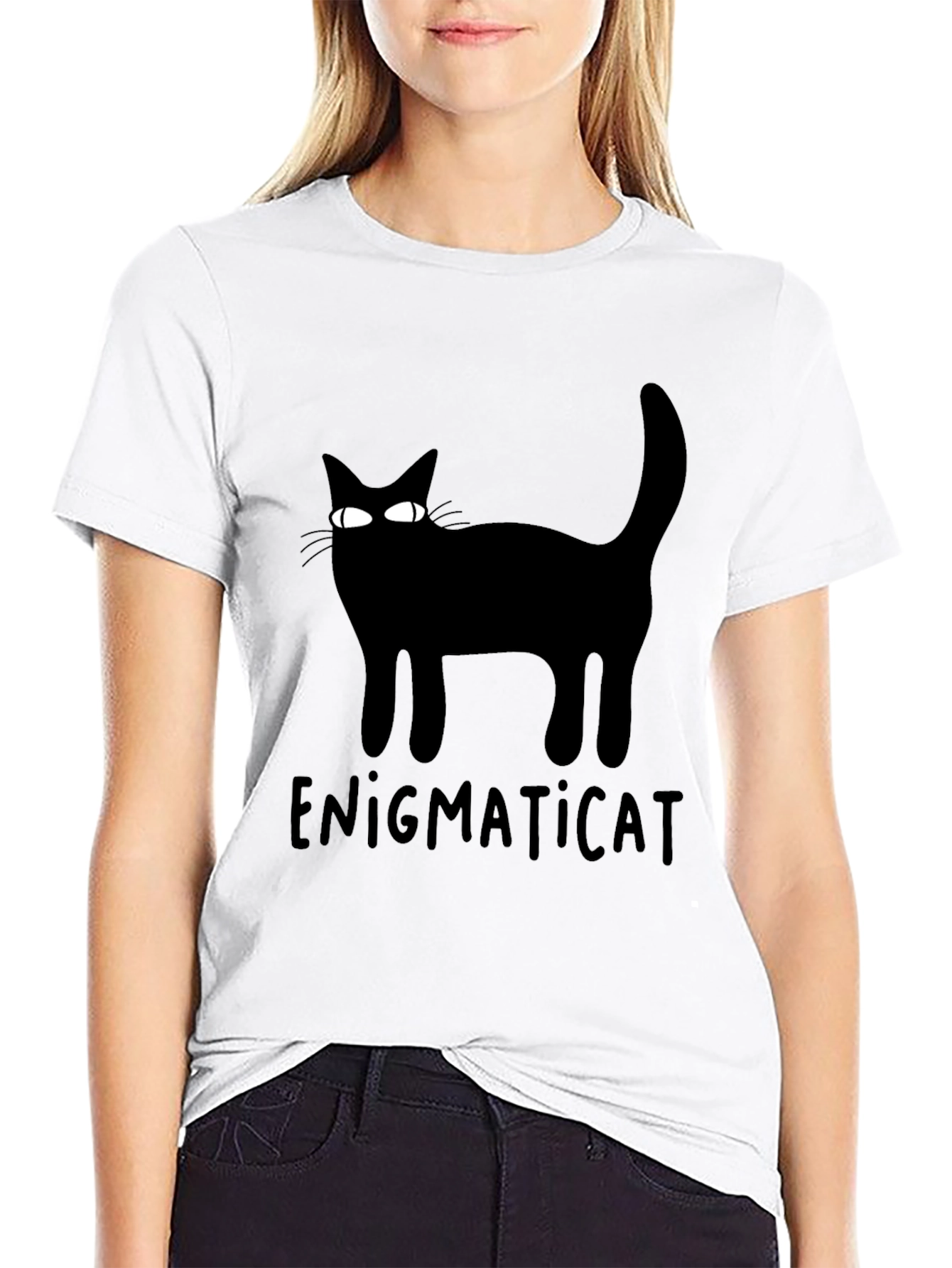 Enigmaticat Black Cat Graphic T-Shirt