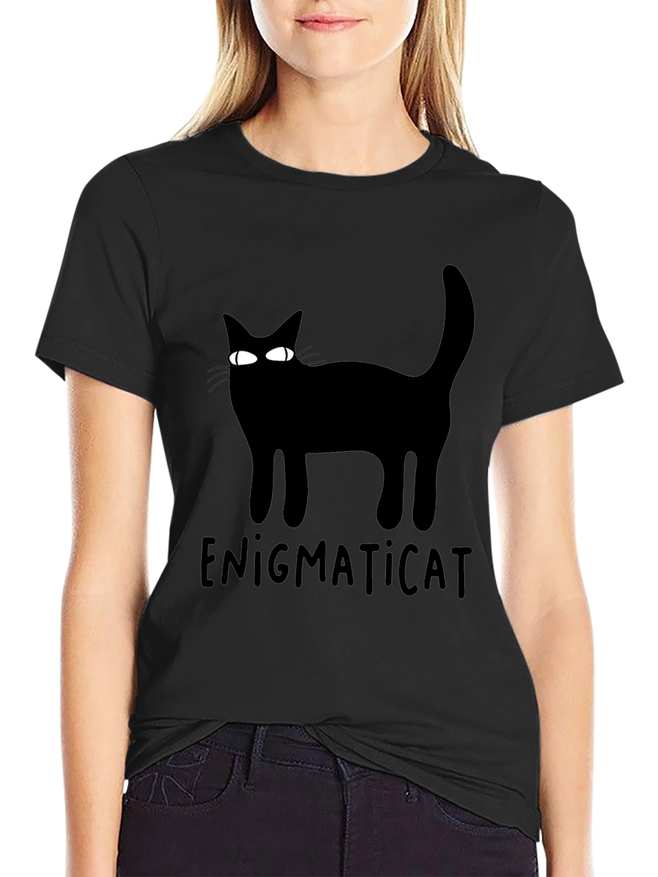 Enigmaticat Black Cat Graphic T-Shirt