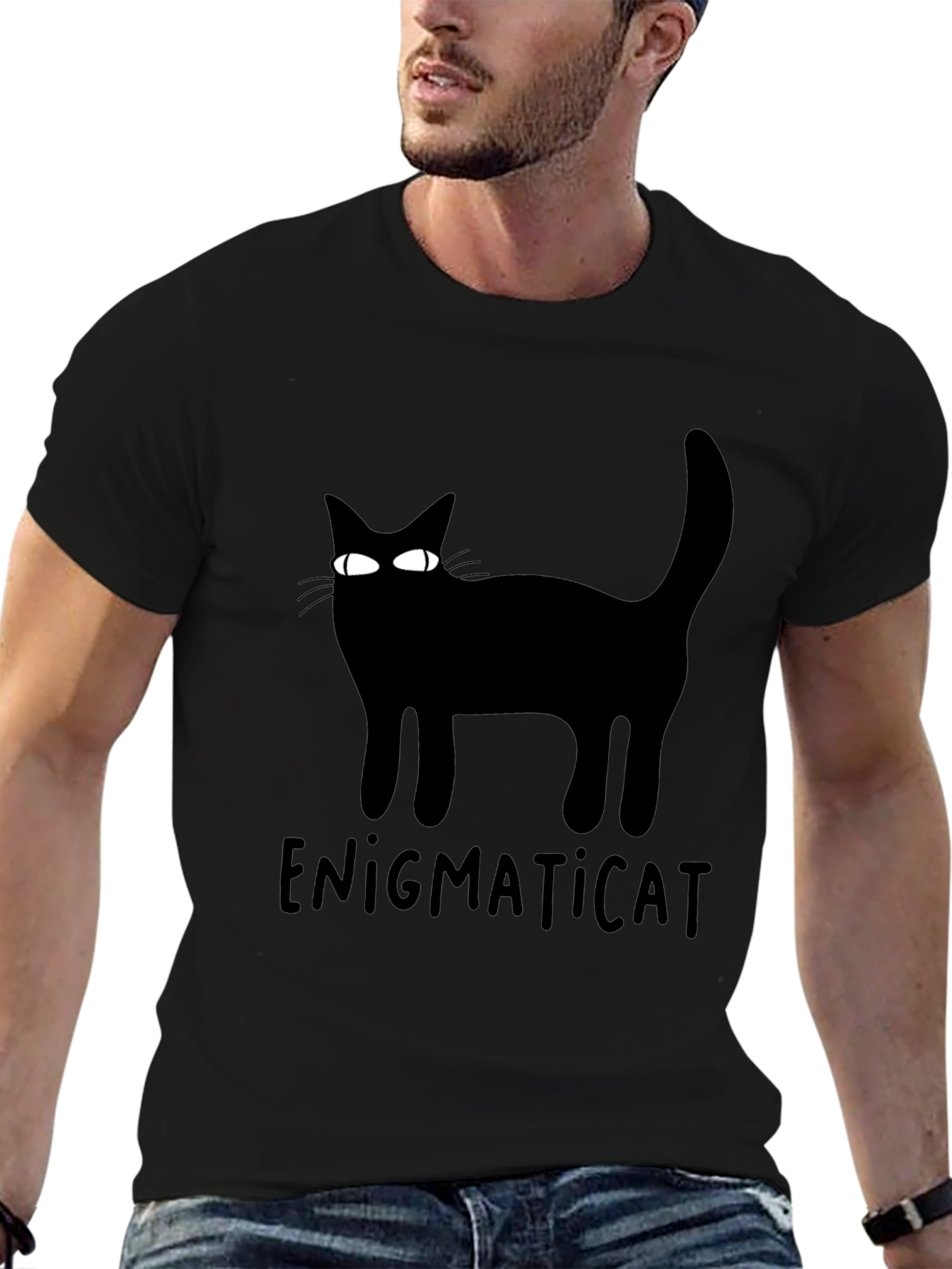 Enigmaticat Black Cat Graphic T-Shirt