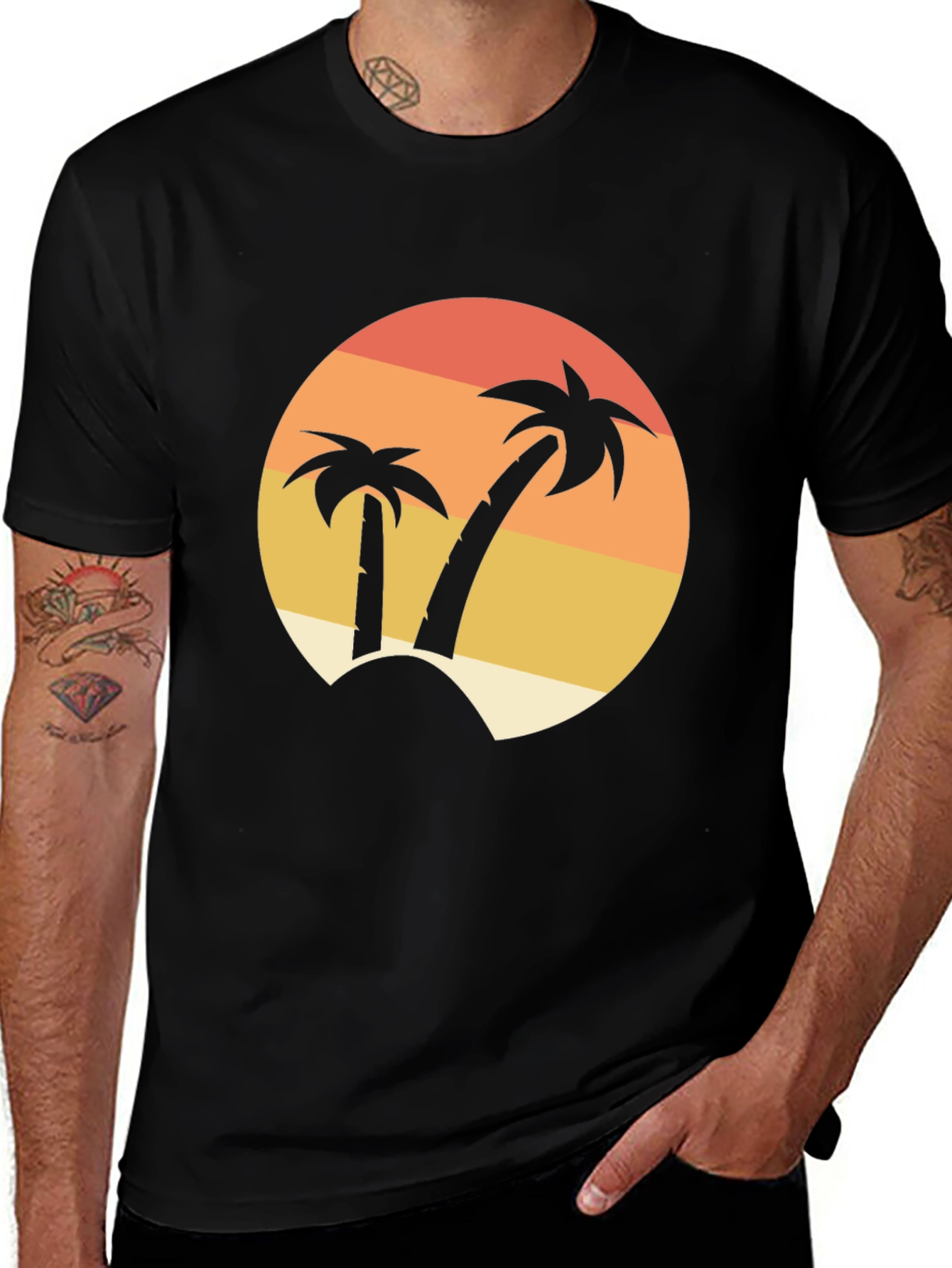 Tropical Palm Tree Sunset Graphic T-Shirt