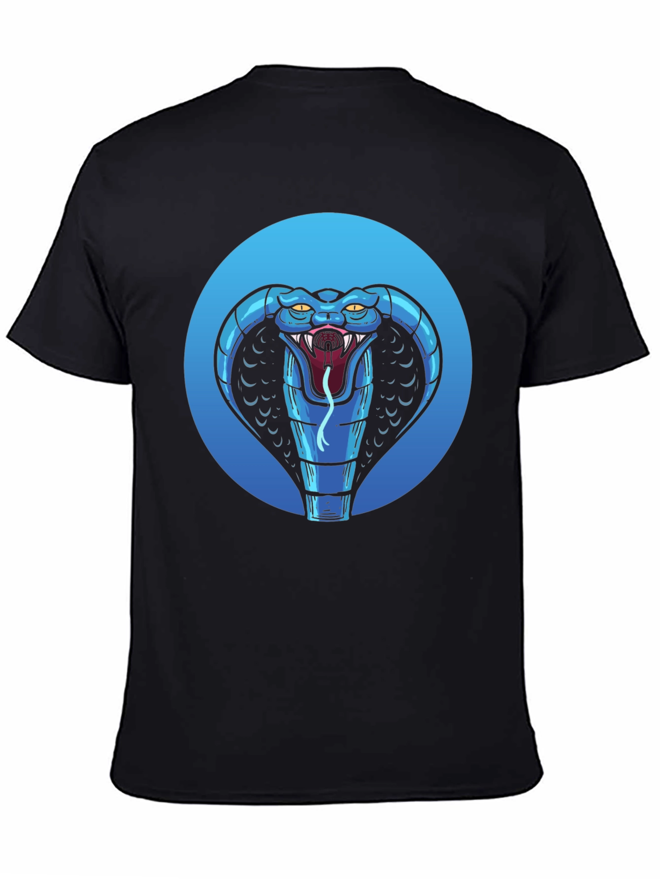 Blue Cobra Graphic Black T-Shirt