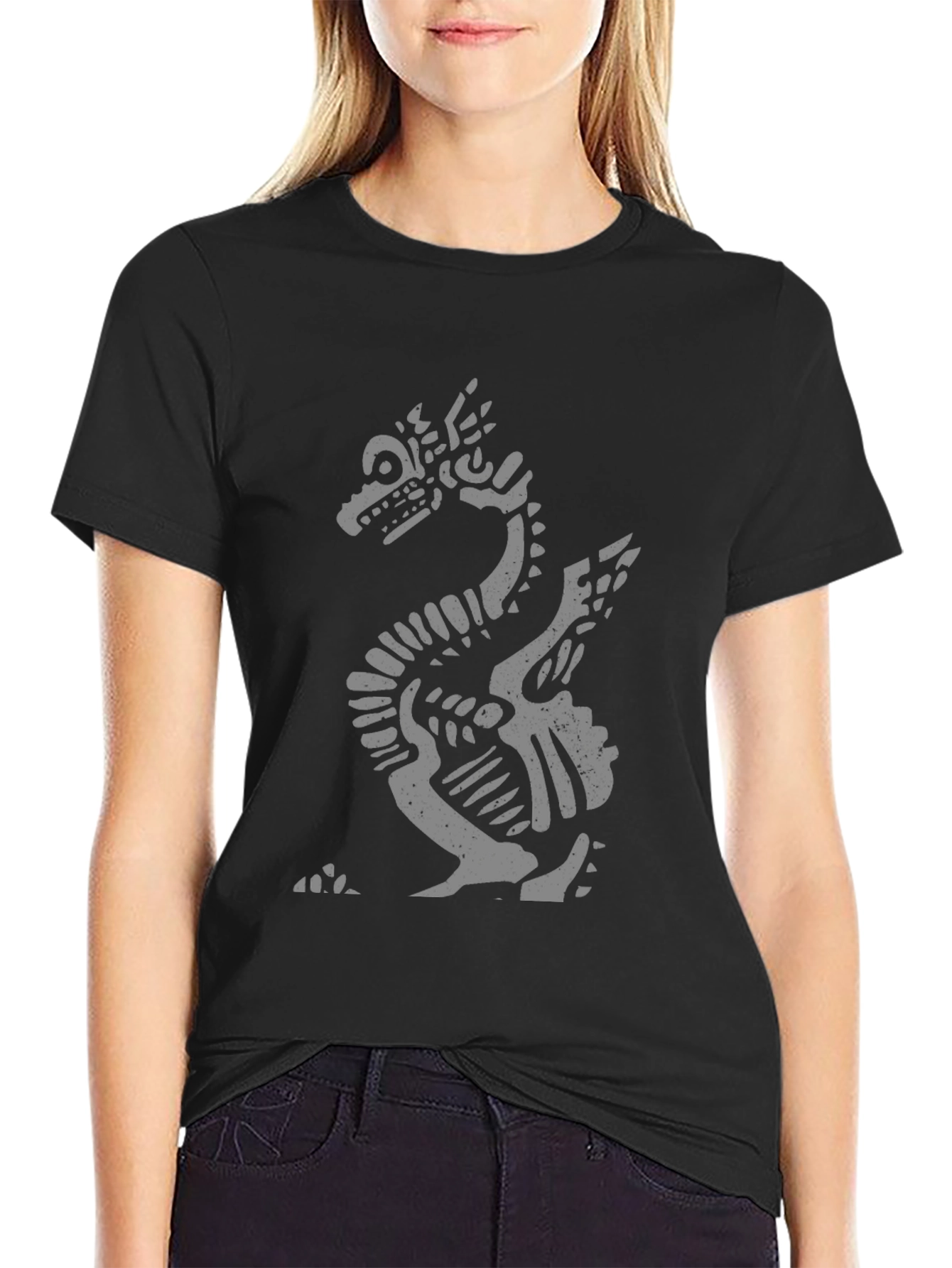 Aztec Dragon Graphic T-Shirt - Black