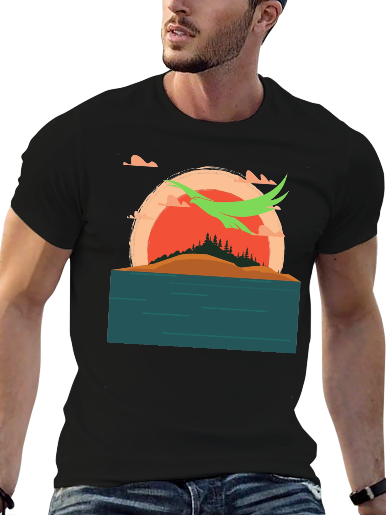Sunset Island Graphic Tee - Nature Adventure Shirt
