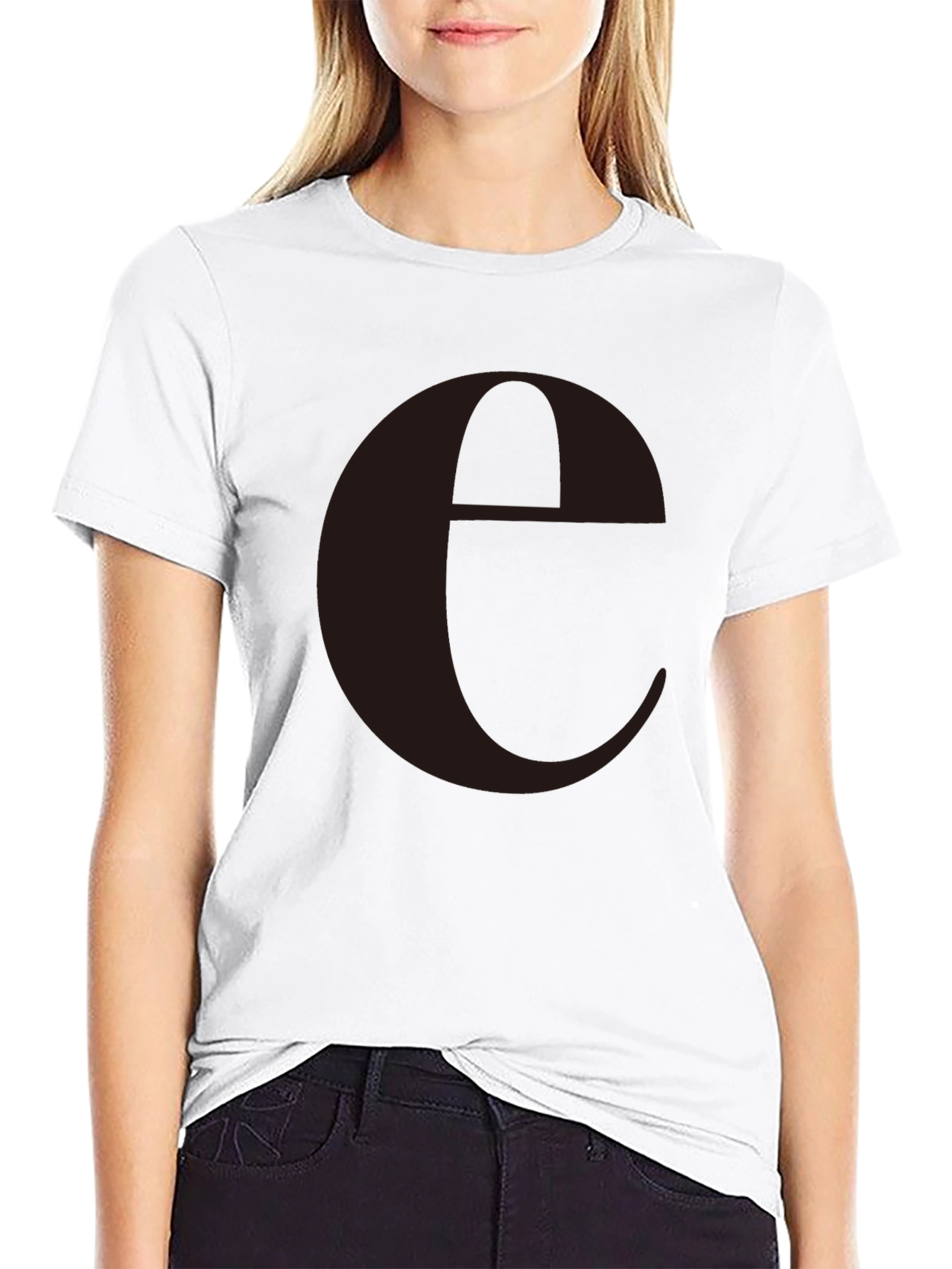 Minimalist Black T-Shirt with Large Letter e