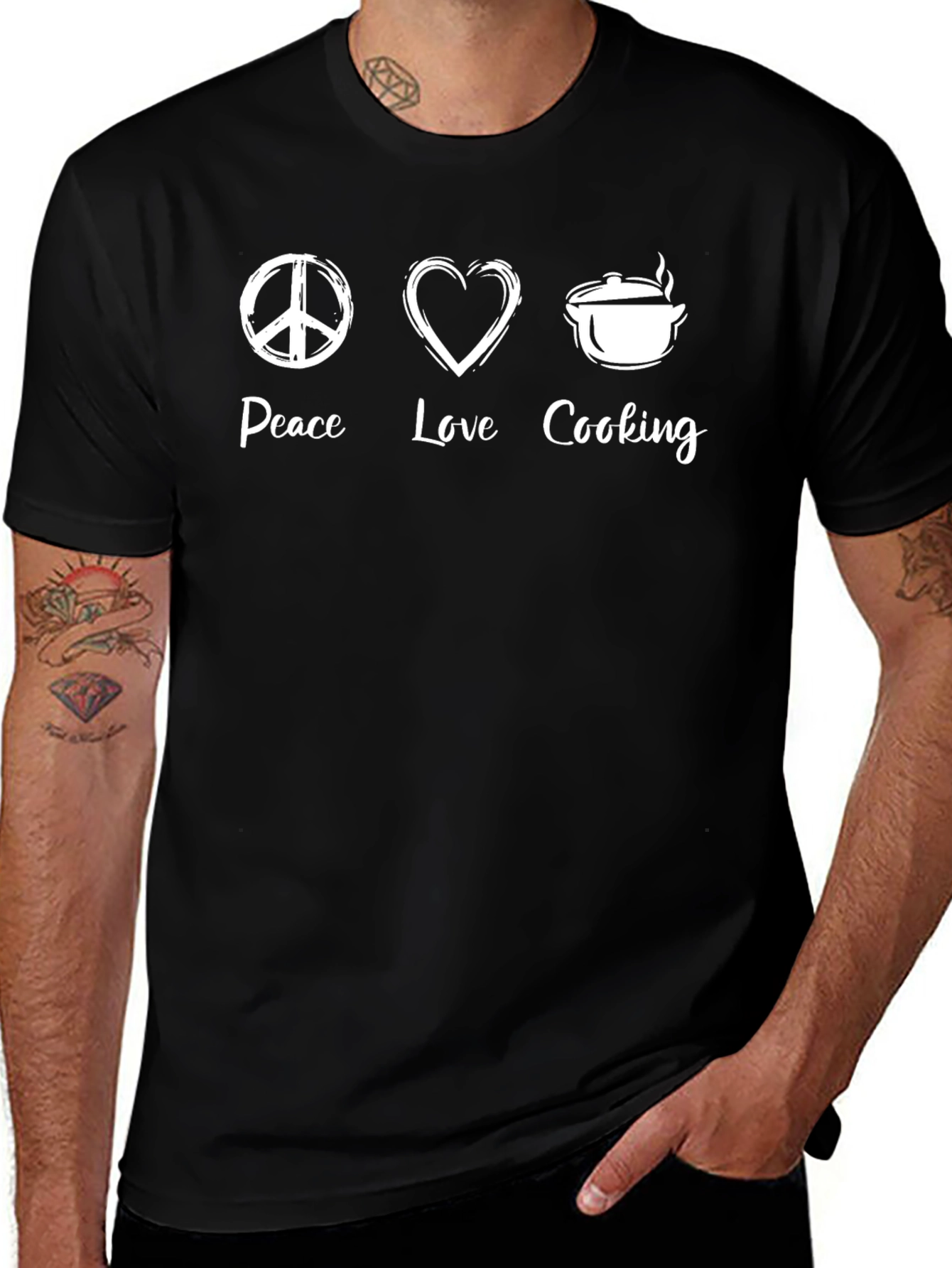Peace Love Cooking T-Shirt Culinary Chef Gift