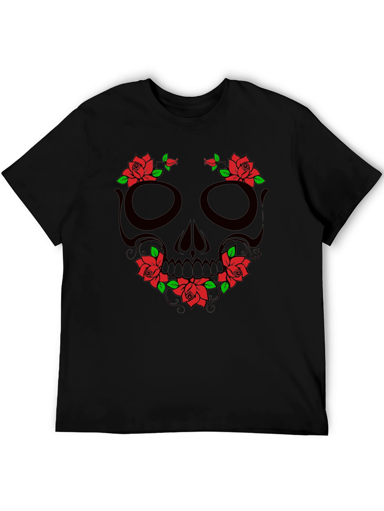 Skull & Roses Graphic T-Shirt - Black