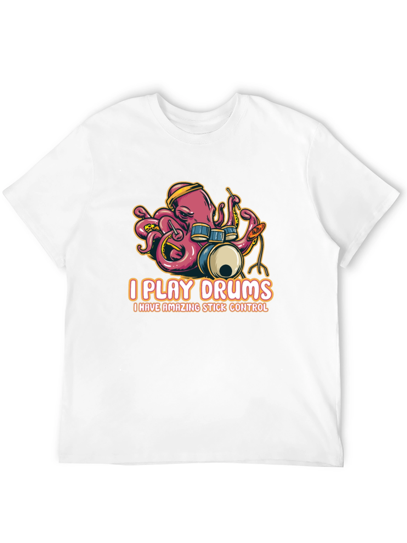 Octopus Drummer Black T-Shirt - I Play Drums