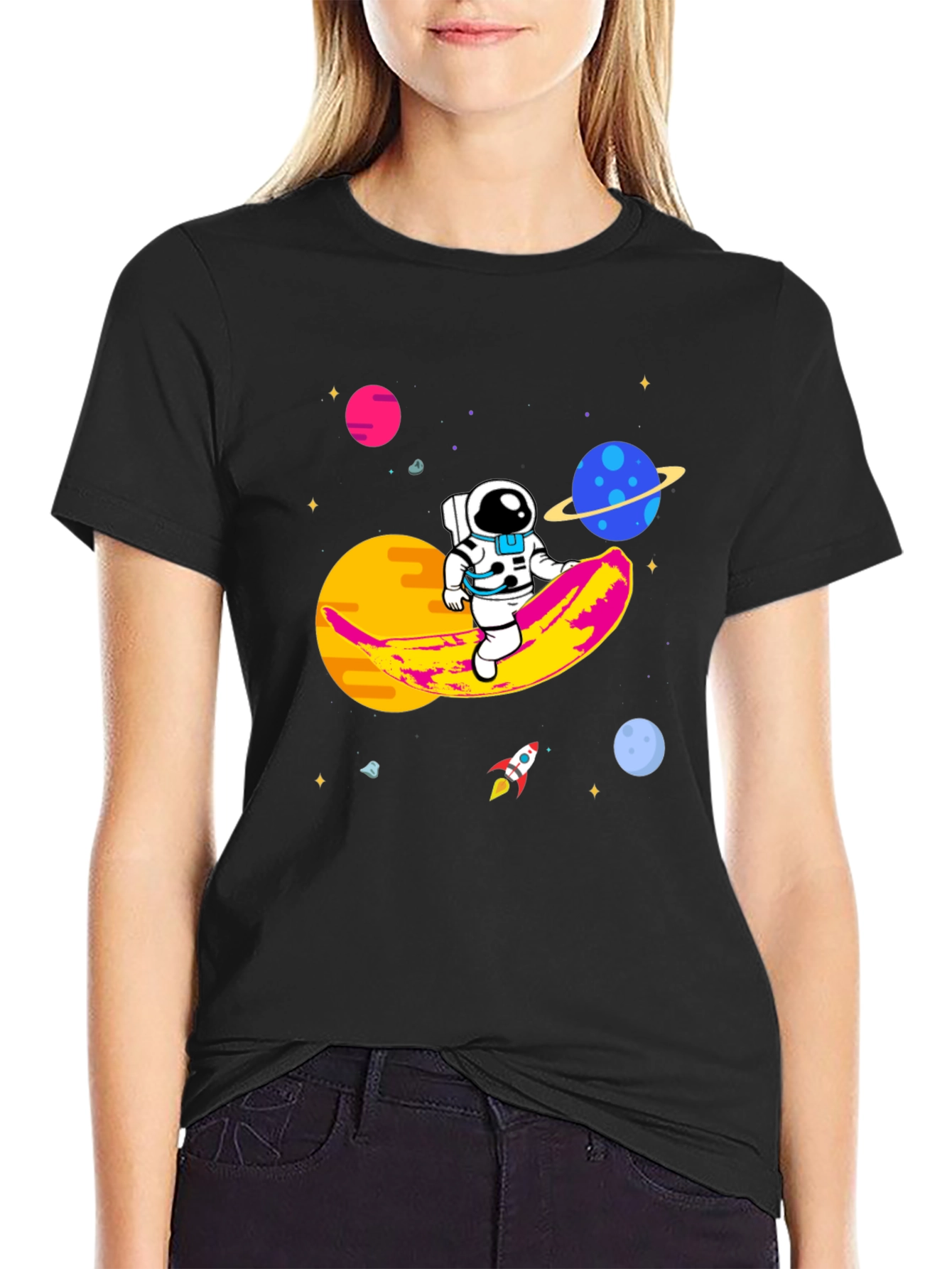 Astronaut Banana Ride Graphic Tee