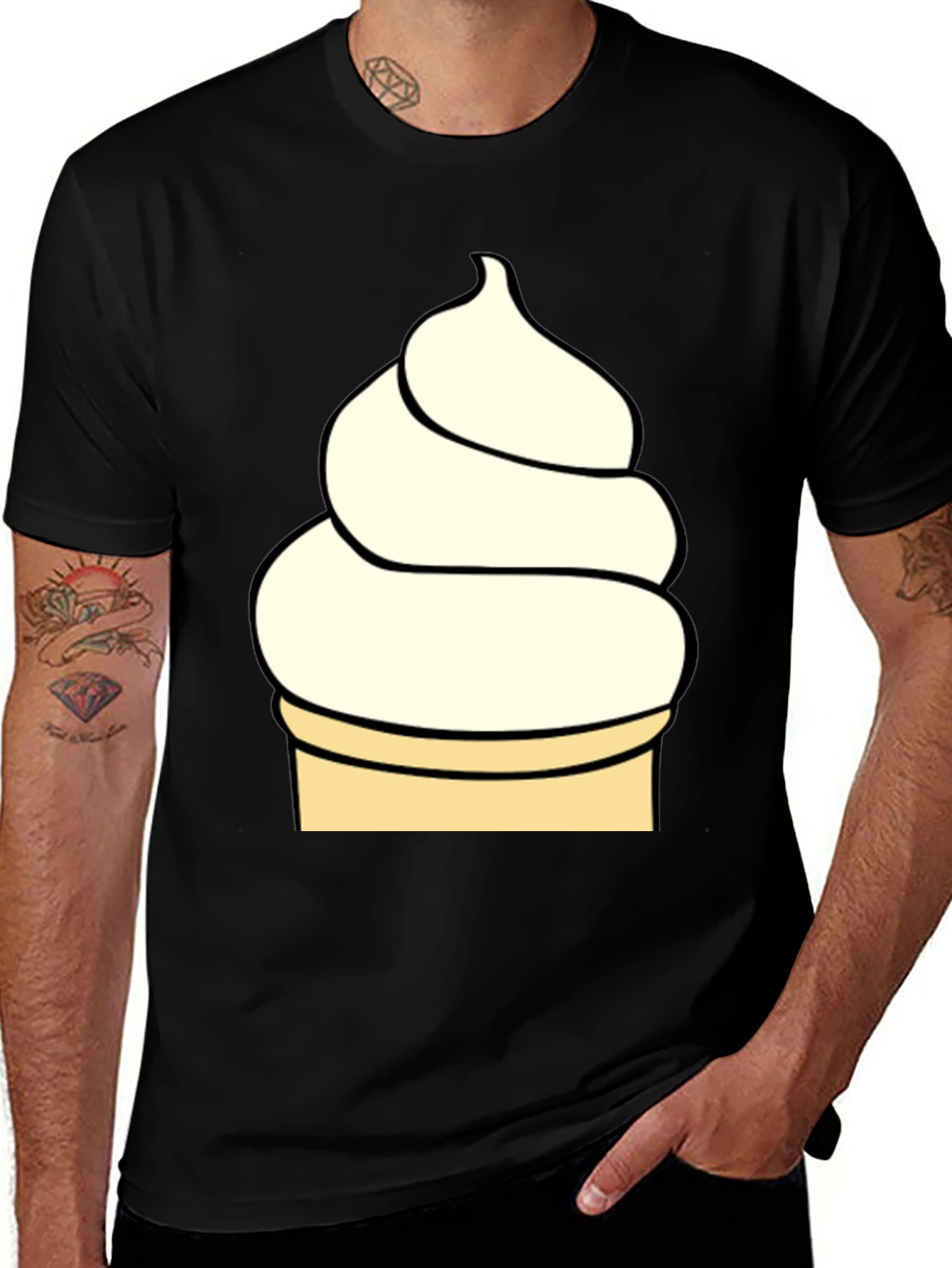 Ice Cream Cone Graphic T-Shirt - Black