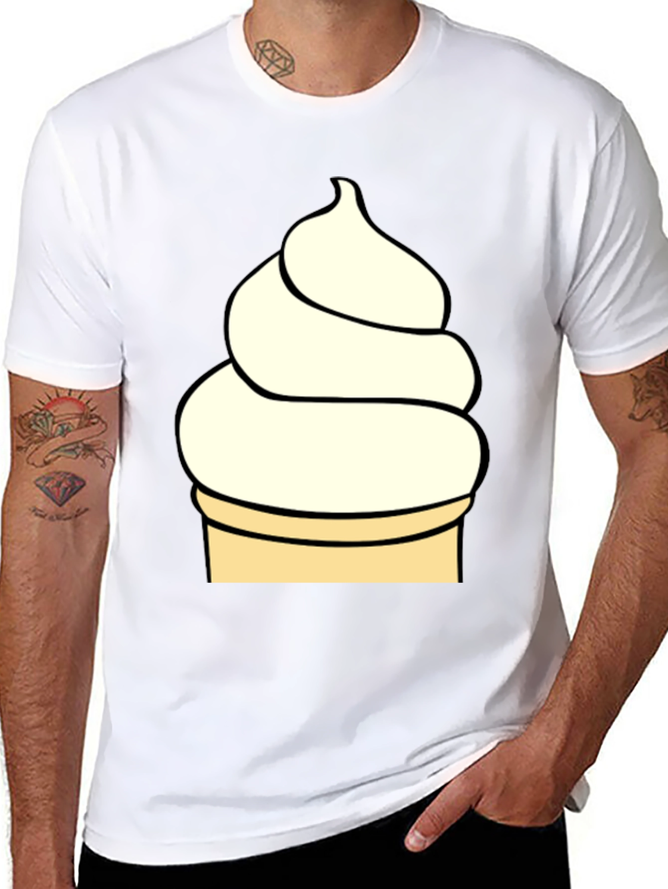 Ice Cream Cone Graphic T-Shirt - Black