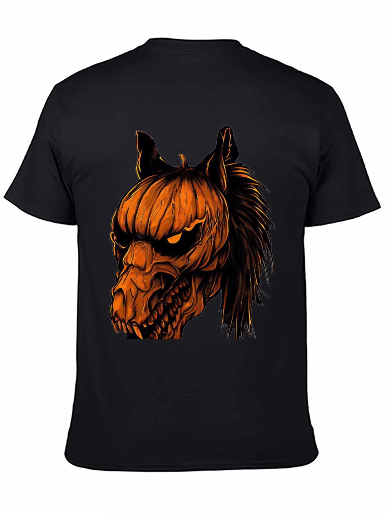 Halloween Pumpkin Horse Head Graphic T-Shirt