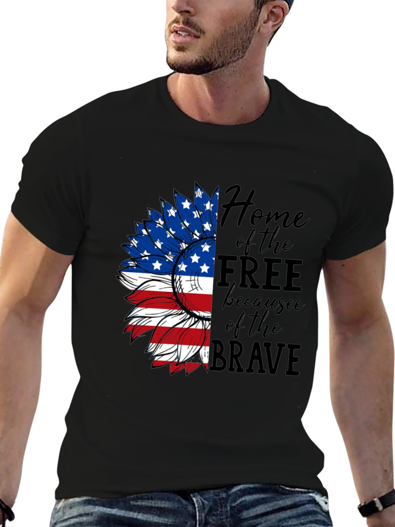 Patriotic Sunflower Graphic Tee - Home of the Free