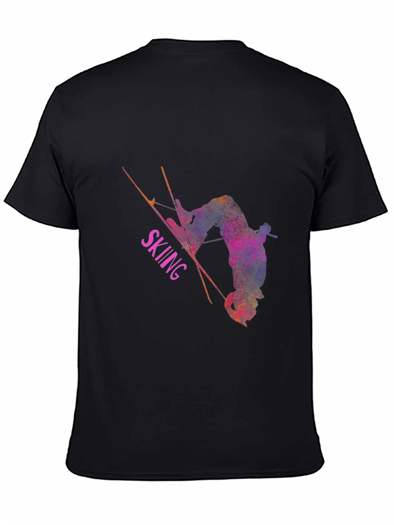 Skiing Athlete Graphic T-Shirt - Black