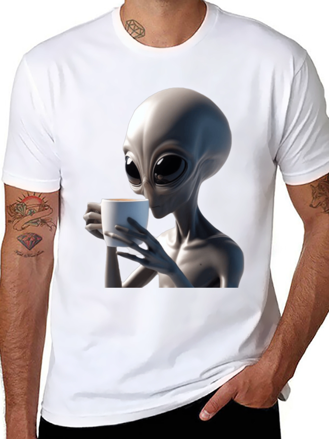 Alien Coffee Lover T-Shirt - Black