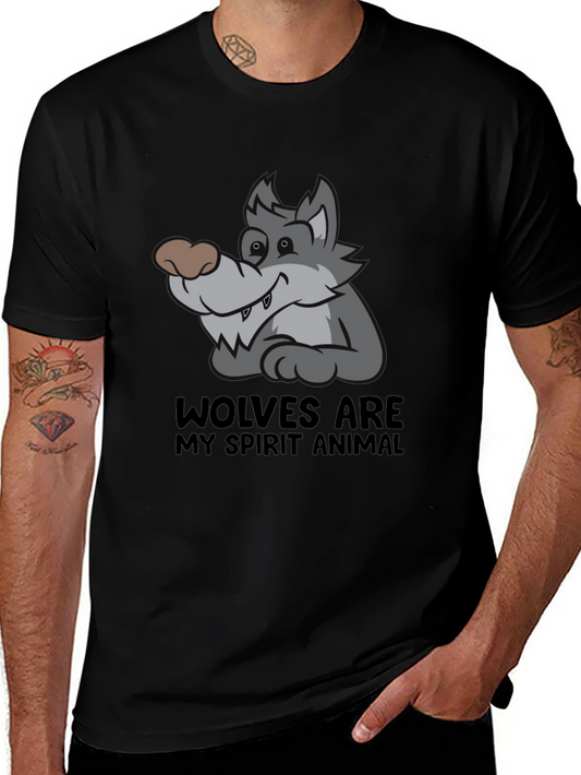 Wolf Spirit Animal Graphic T-Shirt - Black