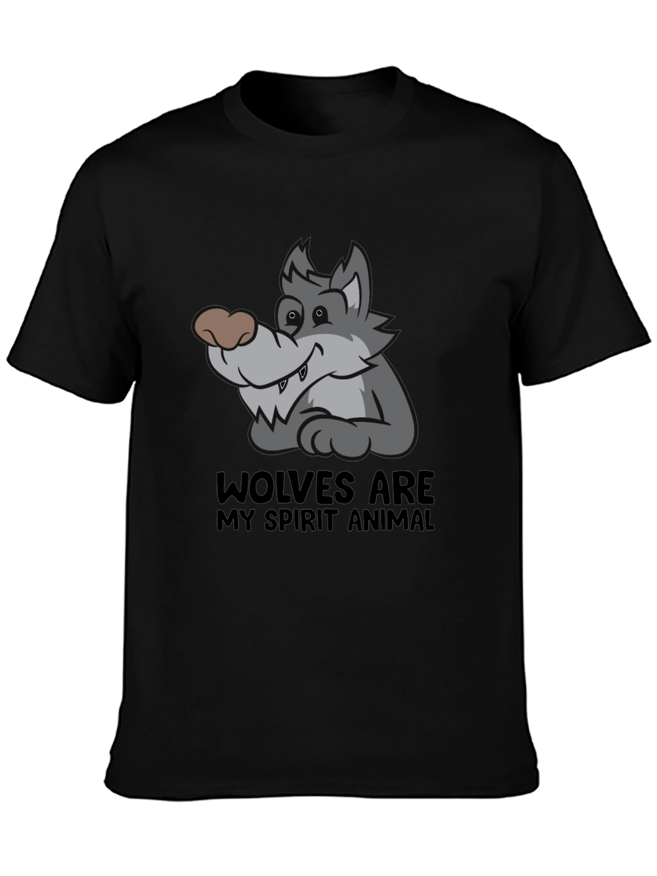 Wolf Spirit Animal Graphic T-Shirt - Black