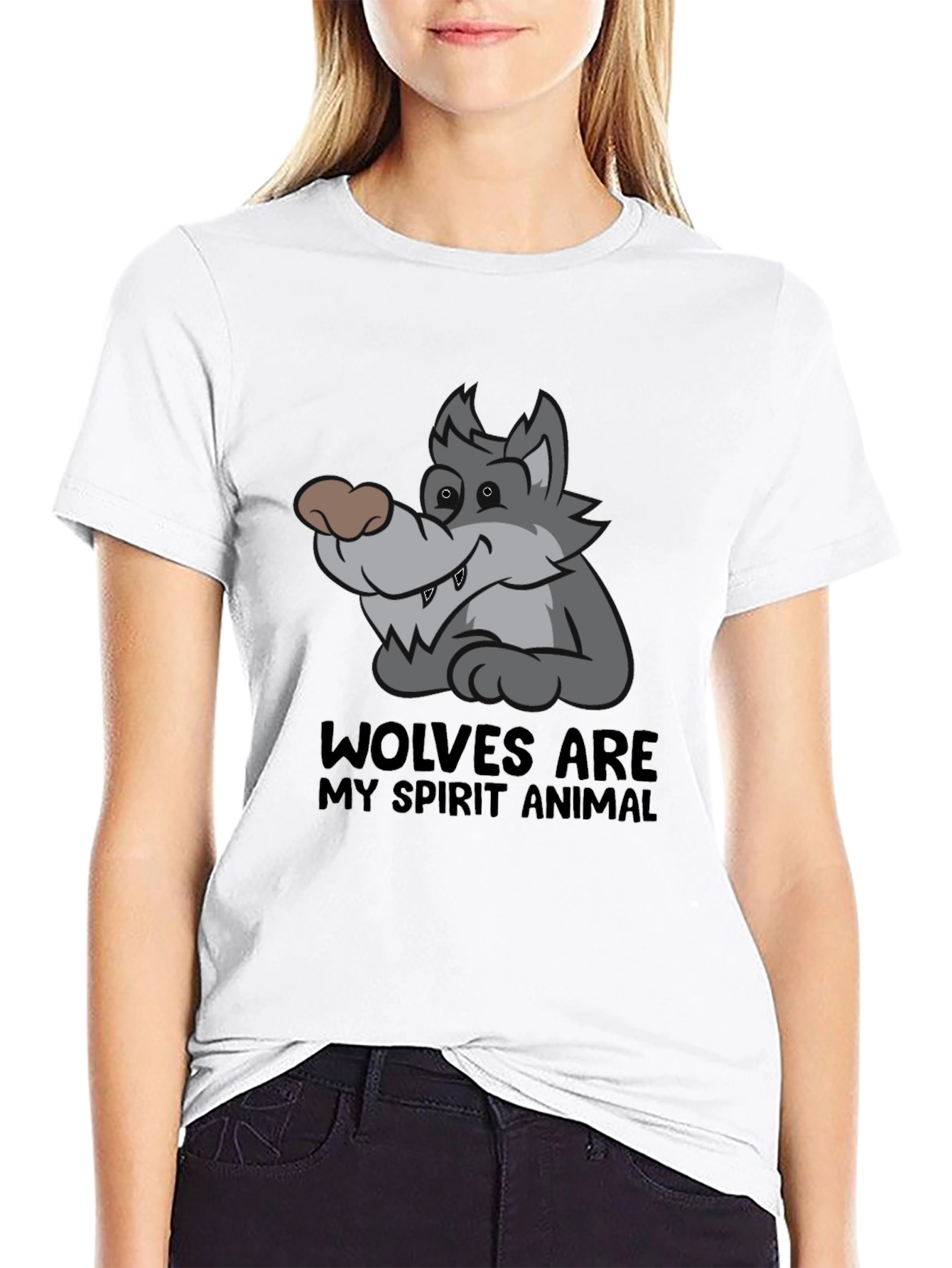 Wolf Spirit Animal Graphic T-Shirt - Black