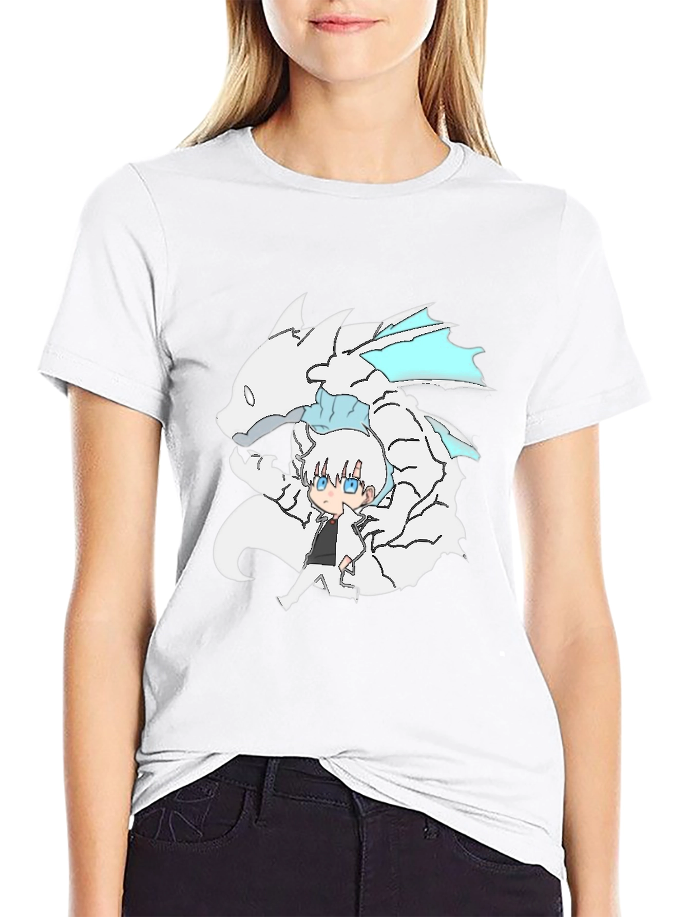 Anime Dragon Graphic Black T-Shirt