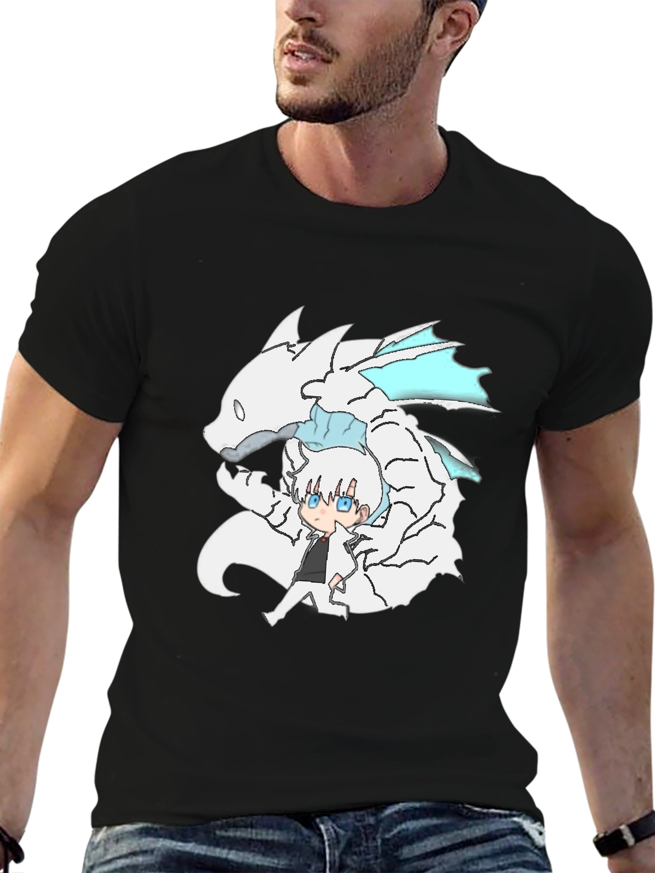 Anime Dragon Graphic Black T-Shirt