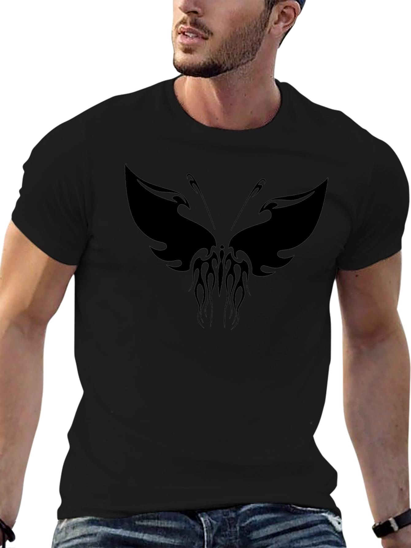 Mens Black Butterfly Flame Graphic Tee