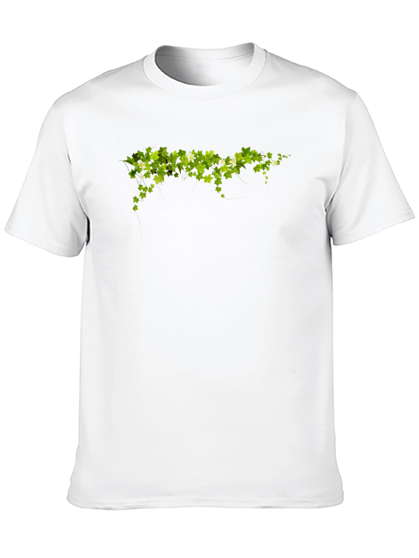 Green Leaf Design Black T-Shirt