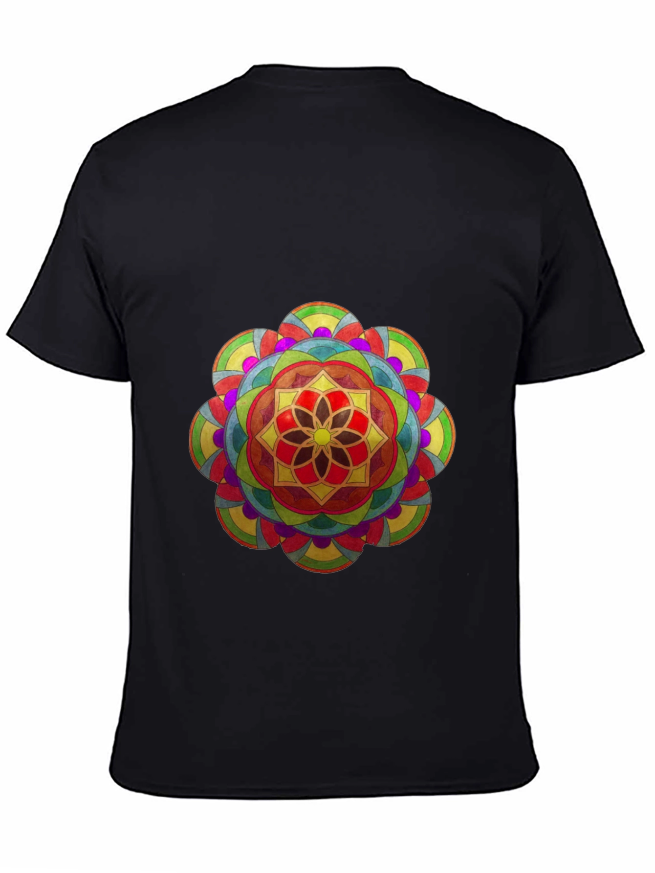 Vibrant Mandala Graphic Black T-Shirt