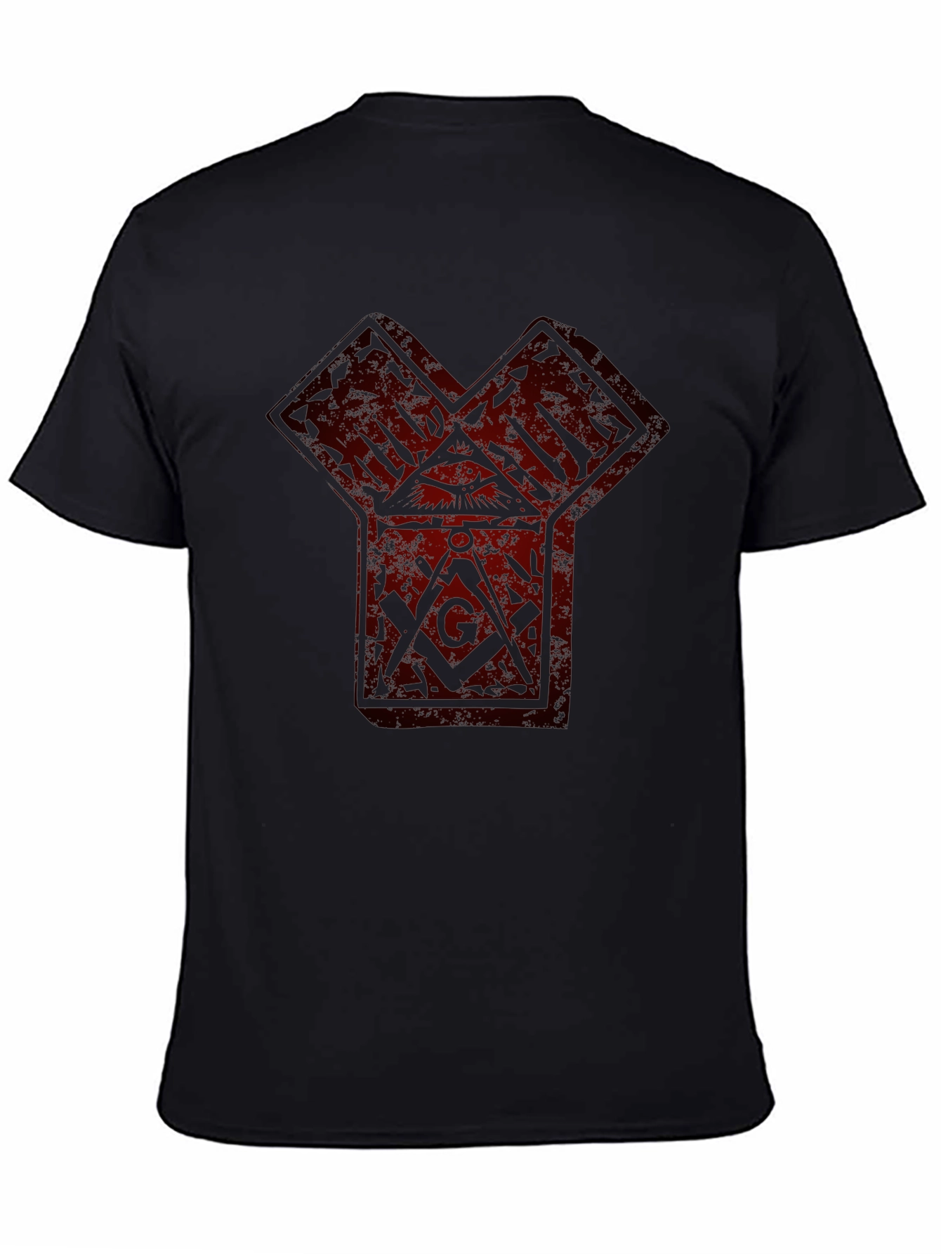 Graphic Print Tee - Freemasonry Symbol Black T-Shirt