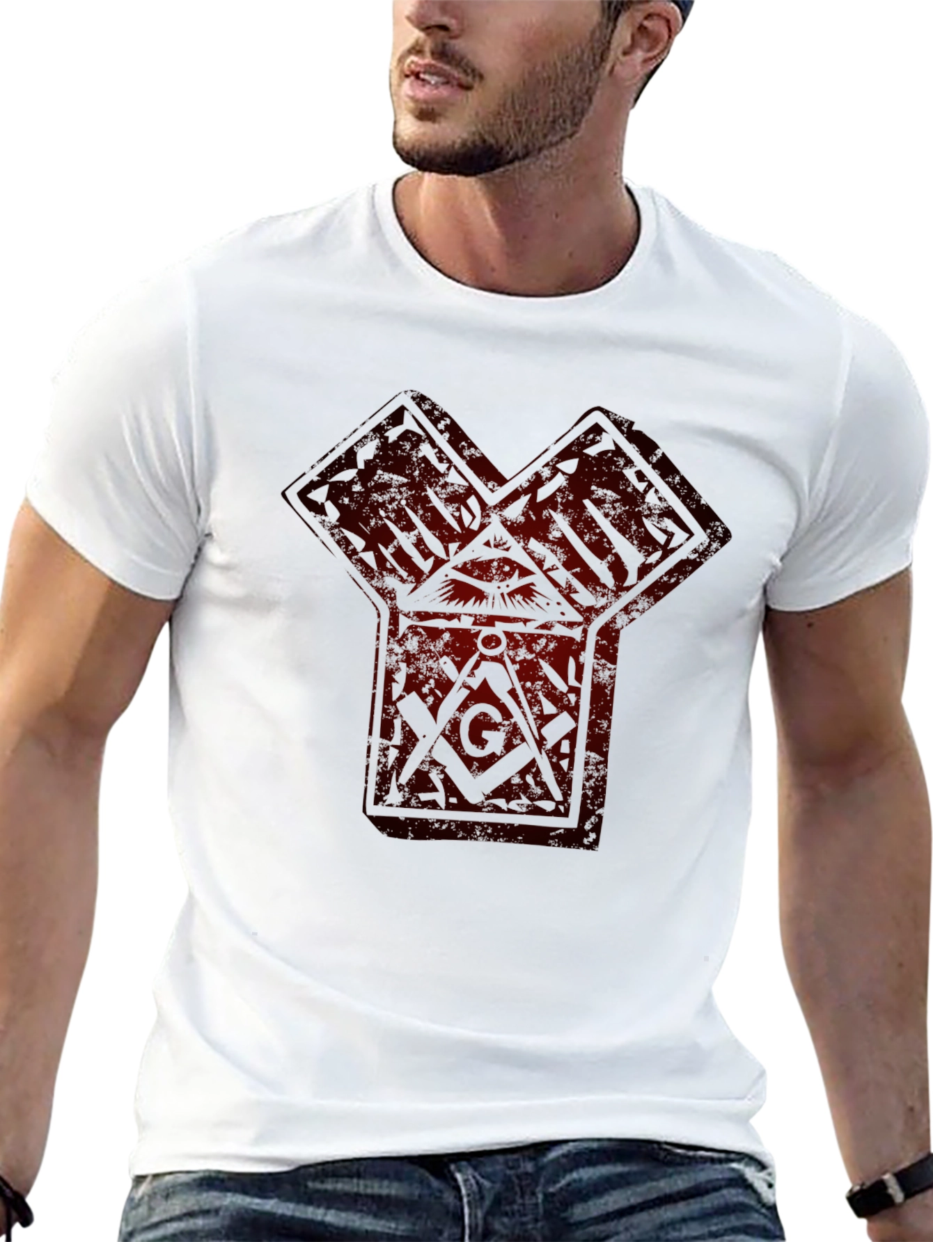 Graphic Print Tee - Freemasonry Symbol Black T-Shirt