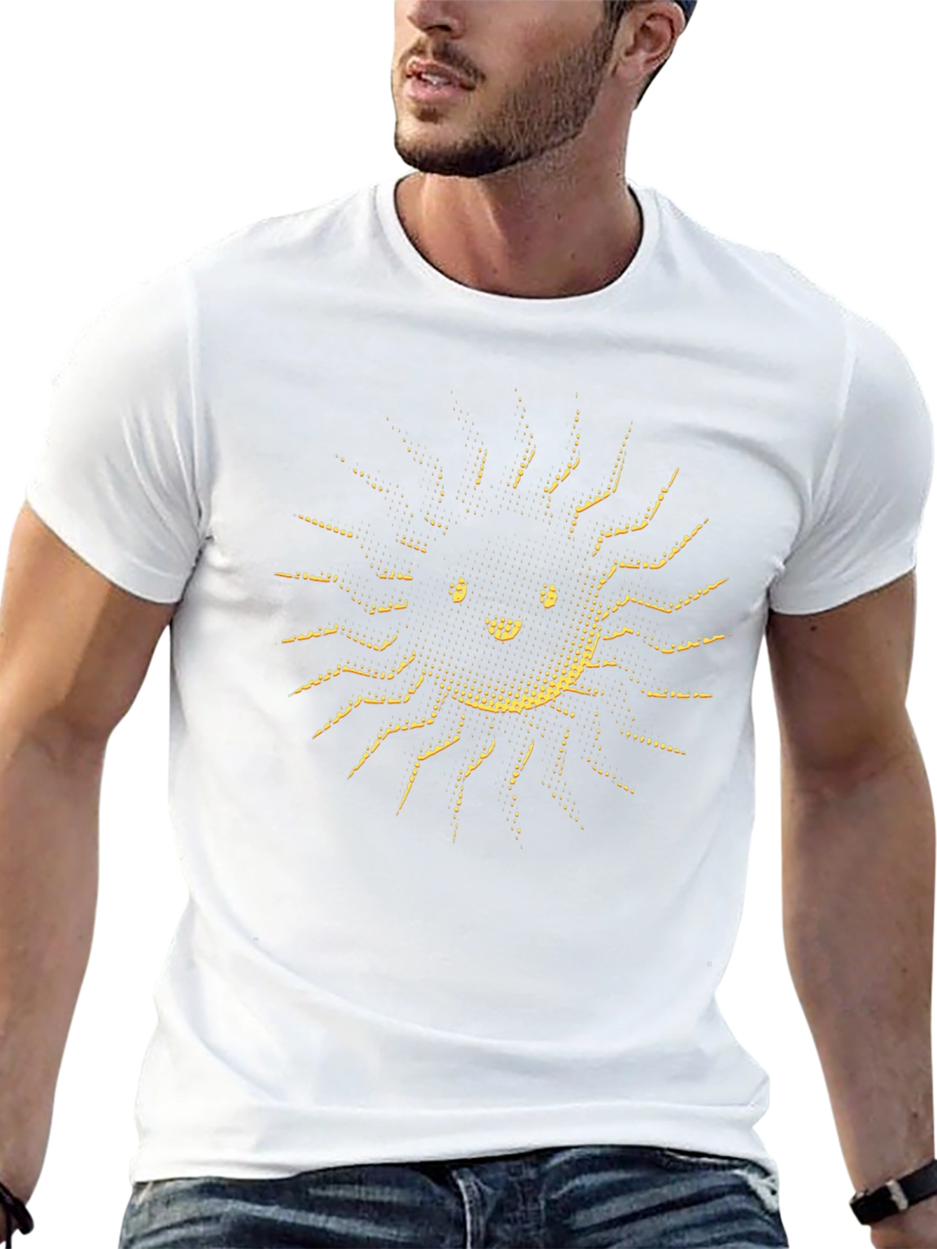 Smiling Sun Graphic Tee - Soft Black Cotton T-Shirt
