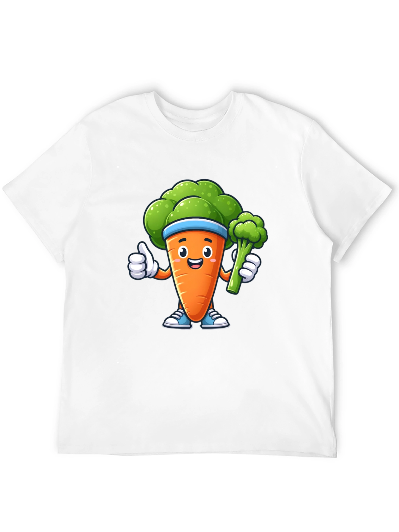 Fun Carrot & Broccoli Cartoon Graphic Tee
