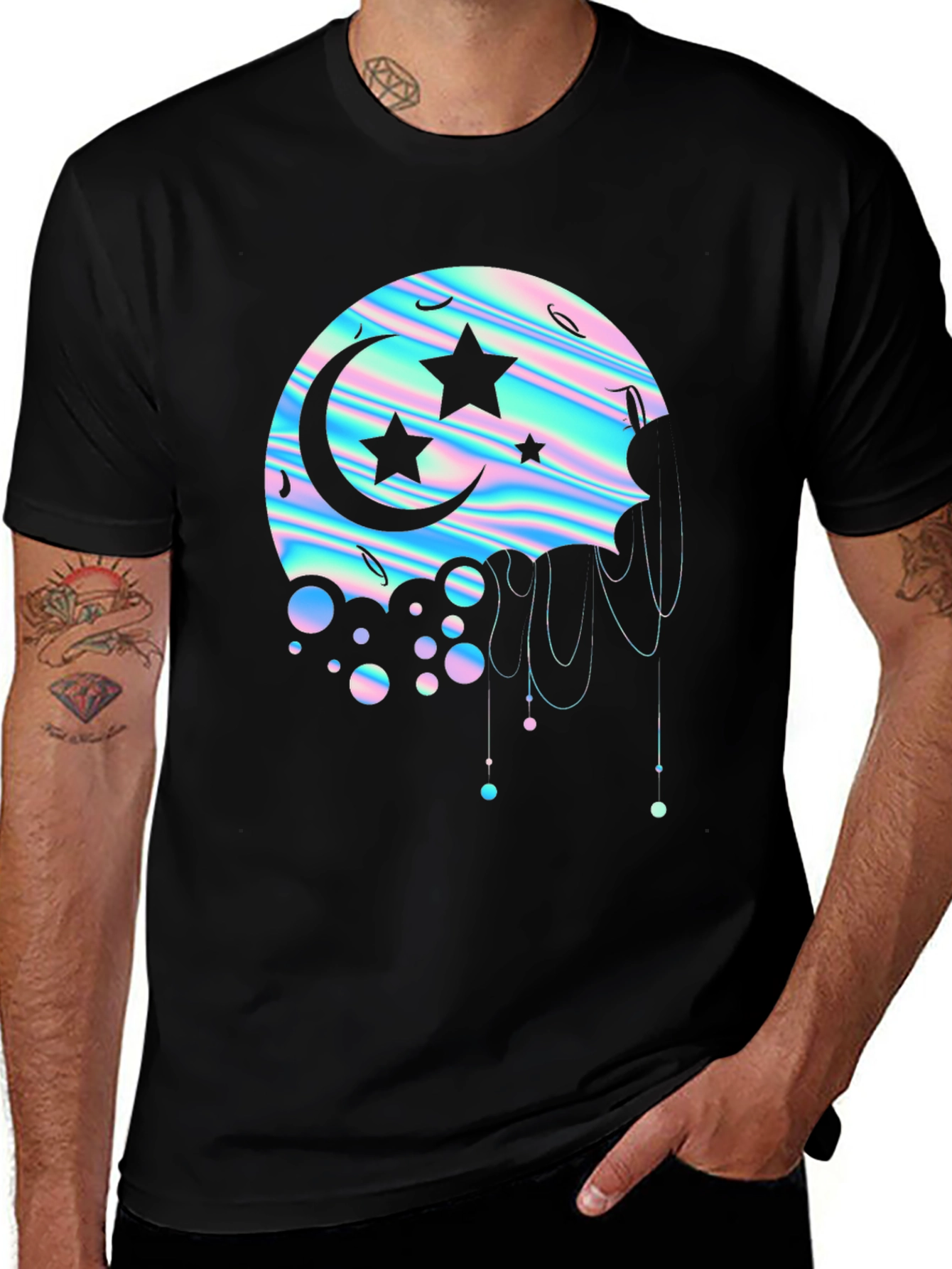 Holographic Moon & Stars Graphic Tee
