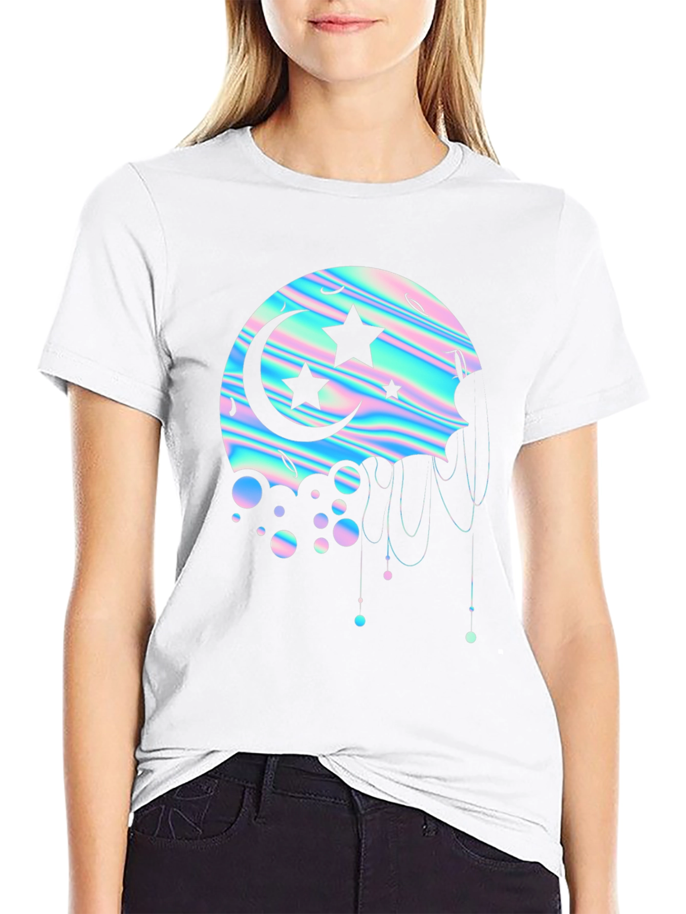 Holographic Moon & Stars Graphic Tee