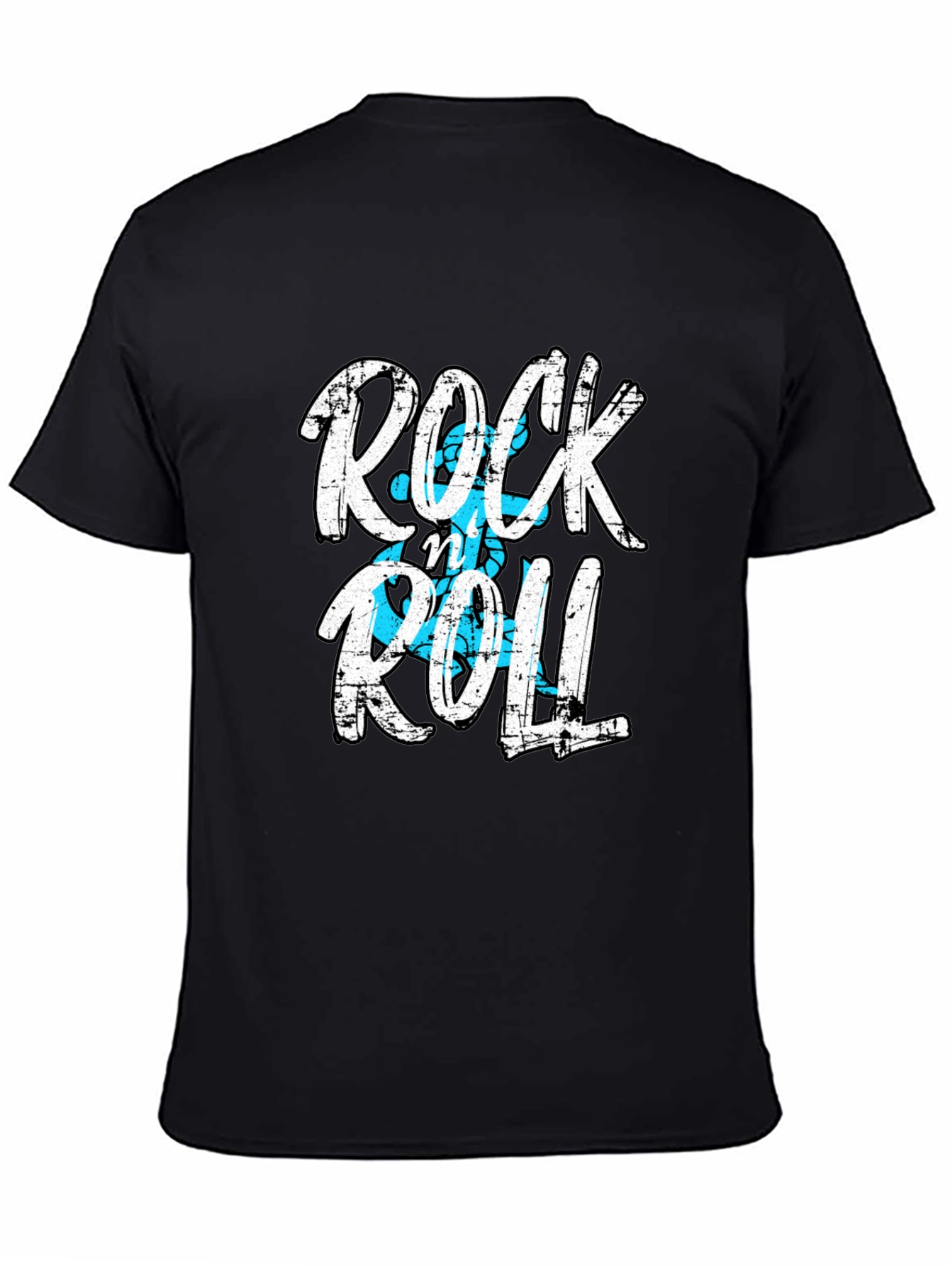 Rock and Roll Graphic Print Black T-Shirt