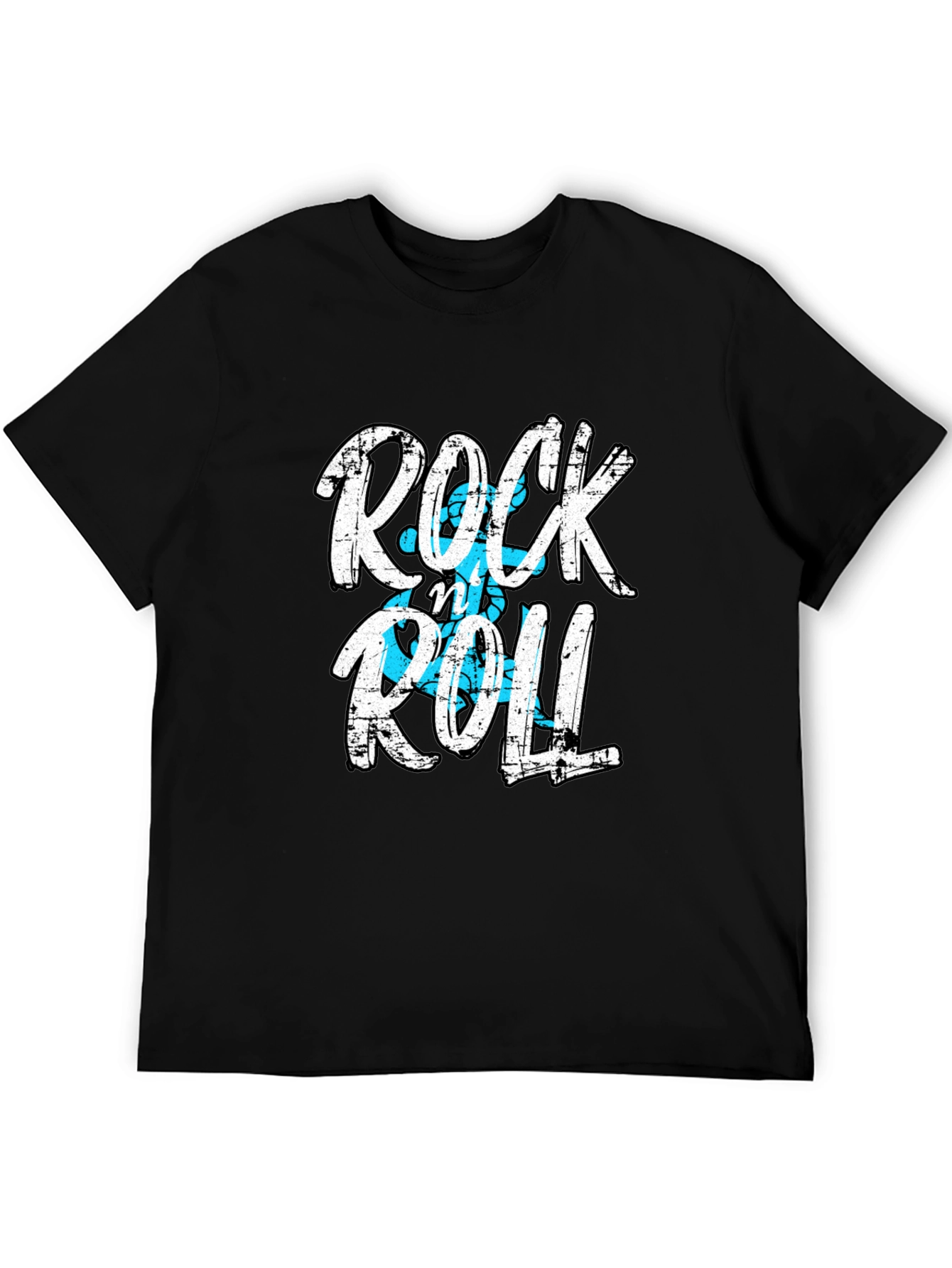 Rock and Roll Graphic Print Black T-Shirt