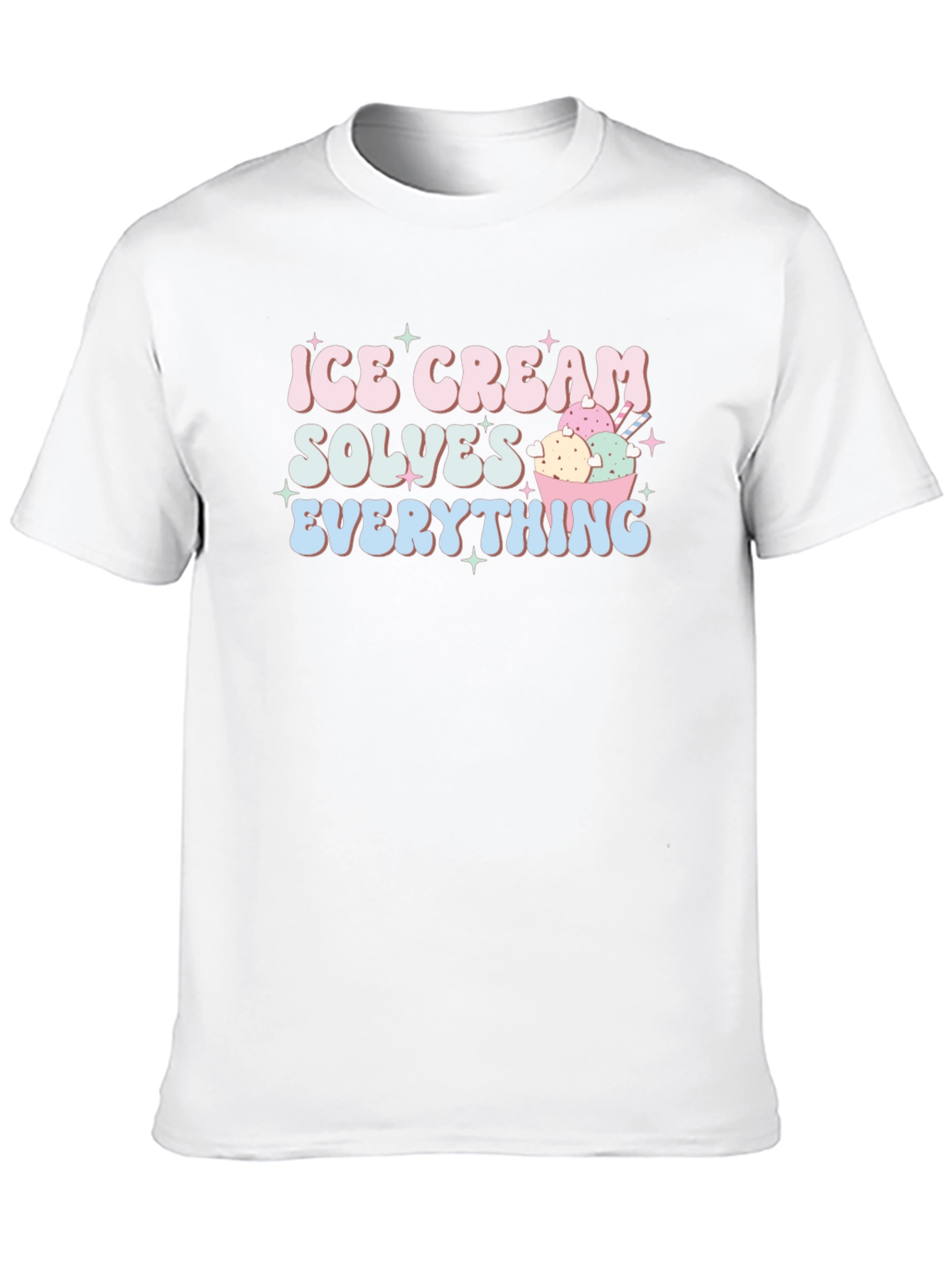 Ice Cream Solves Everything Black T-Shirt