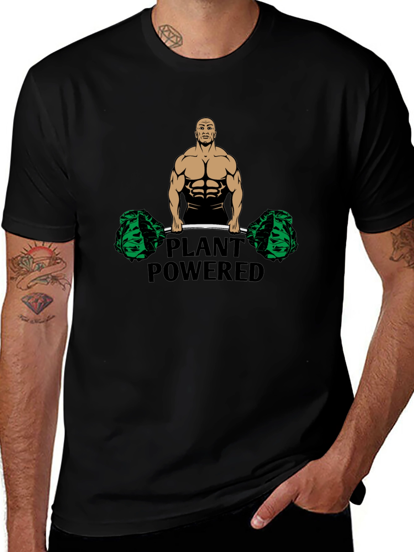Plant Powered Black T-Shirt - Vegan Fitness Apparel