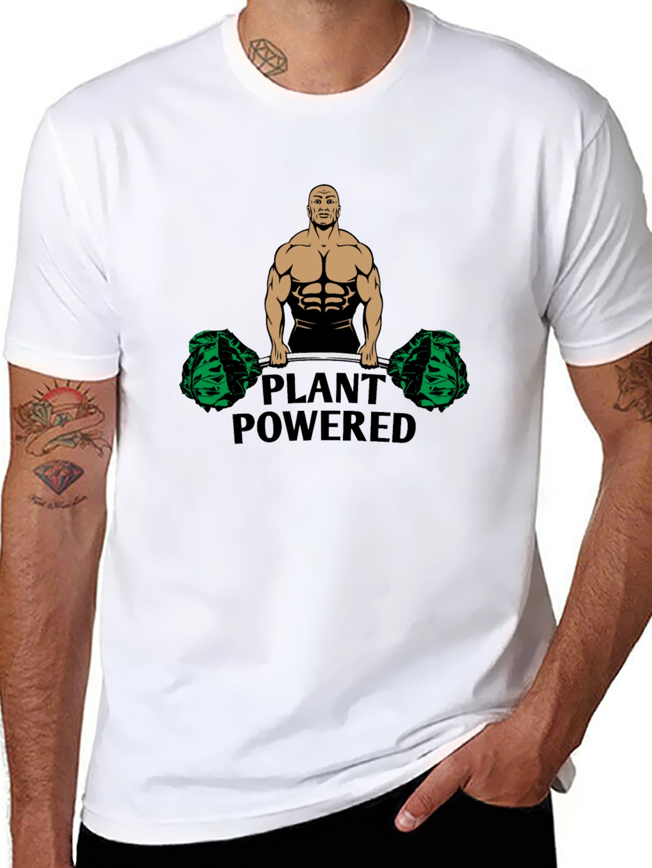 Plant Powered Black T-Shirt - Vegan Fitness Apparel
