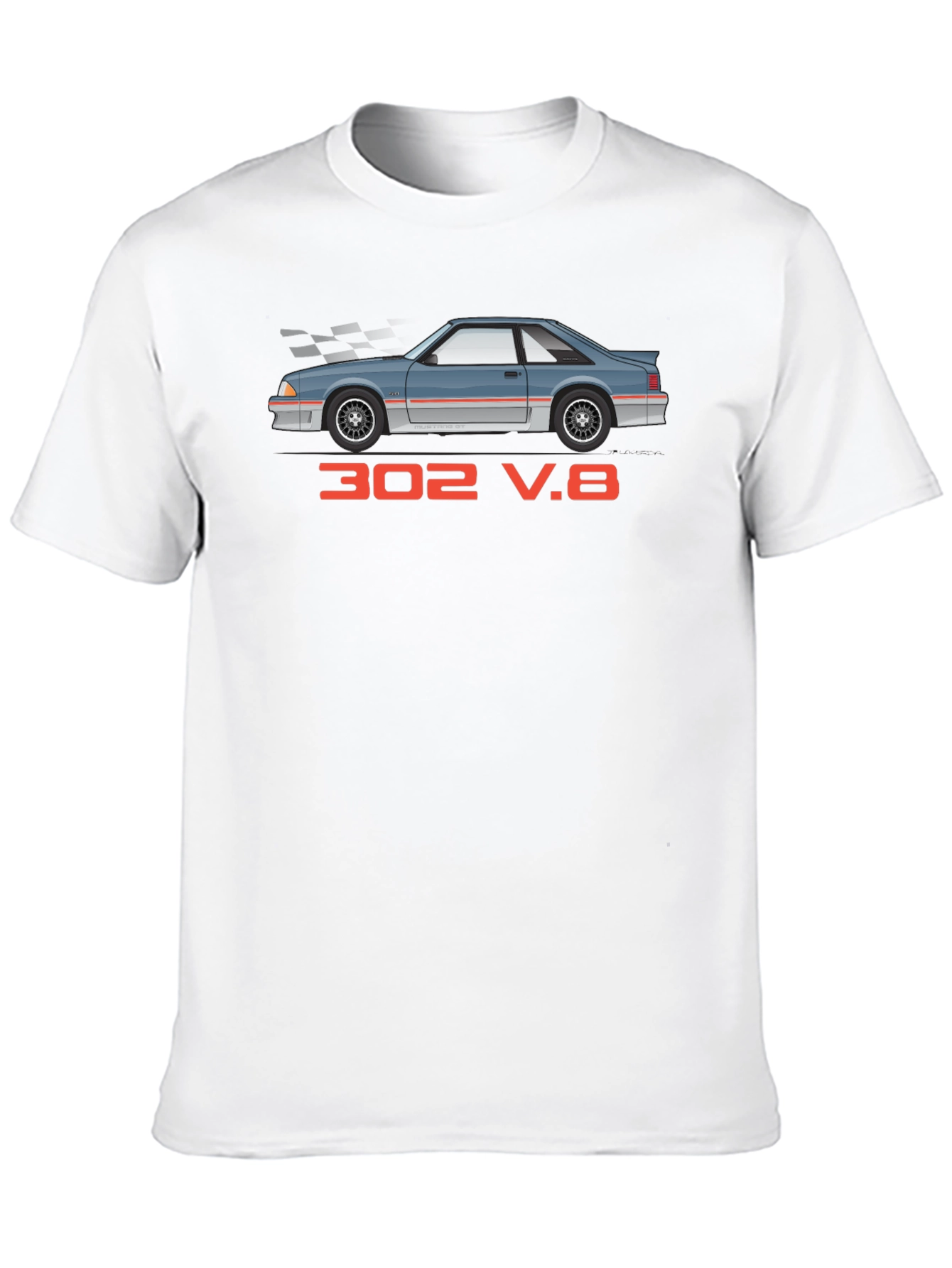 302 V.8 Car Graphic Black T-Shirt