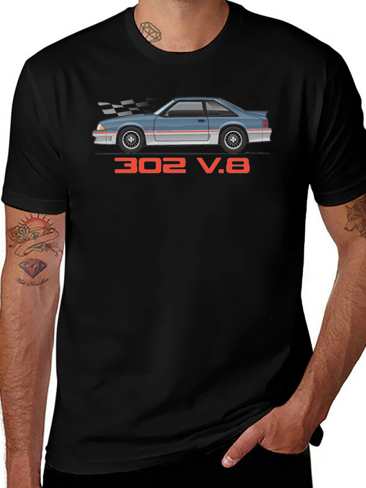 302 V.8 Car Graphic Black T-Shirt