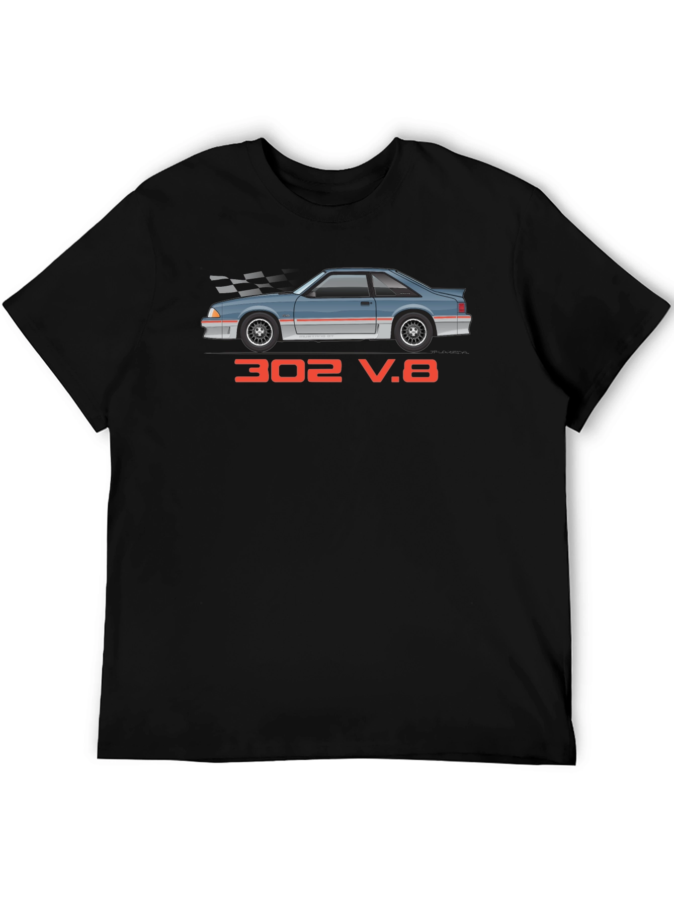 302 V.8 Car Graphic Black T-Shirt