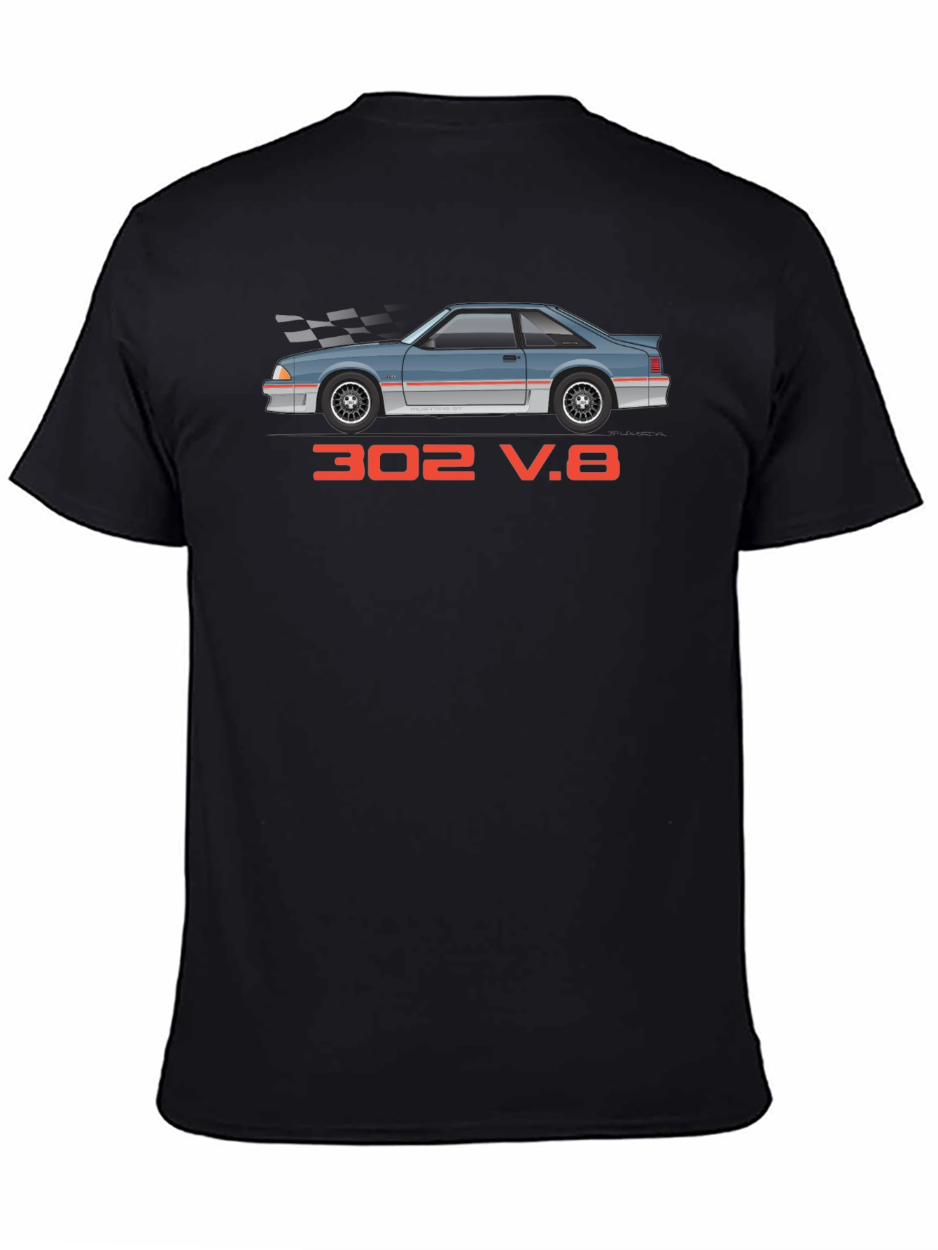 302 V.8 Car Graphic Black T-Shirt
