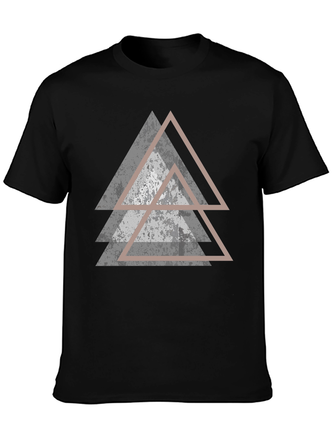 Geometric Triangle Graphic Black T-Shirt