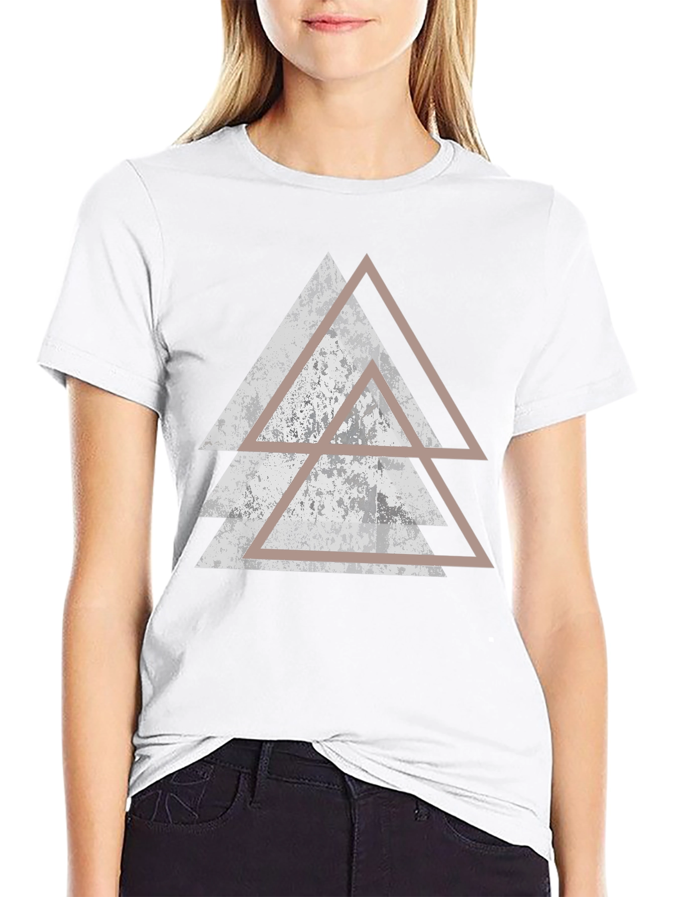 Geometric Triangle Graphic Black T-Shirt