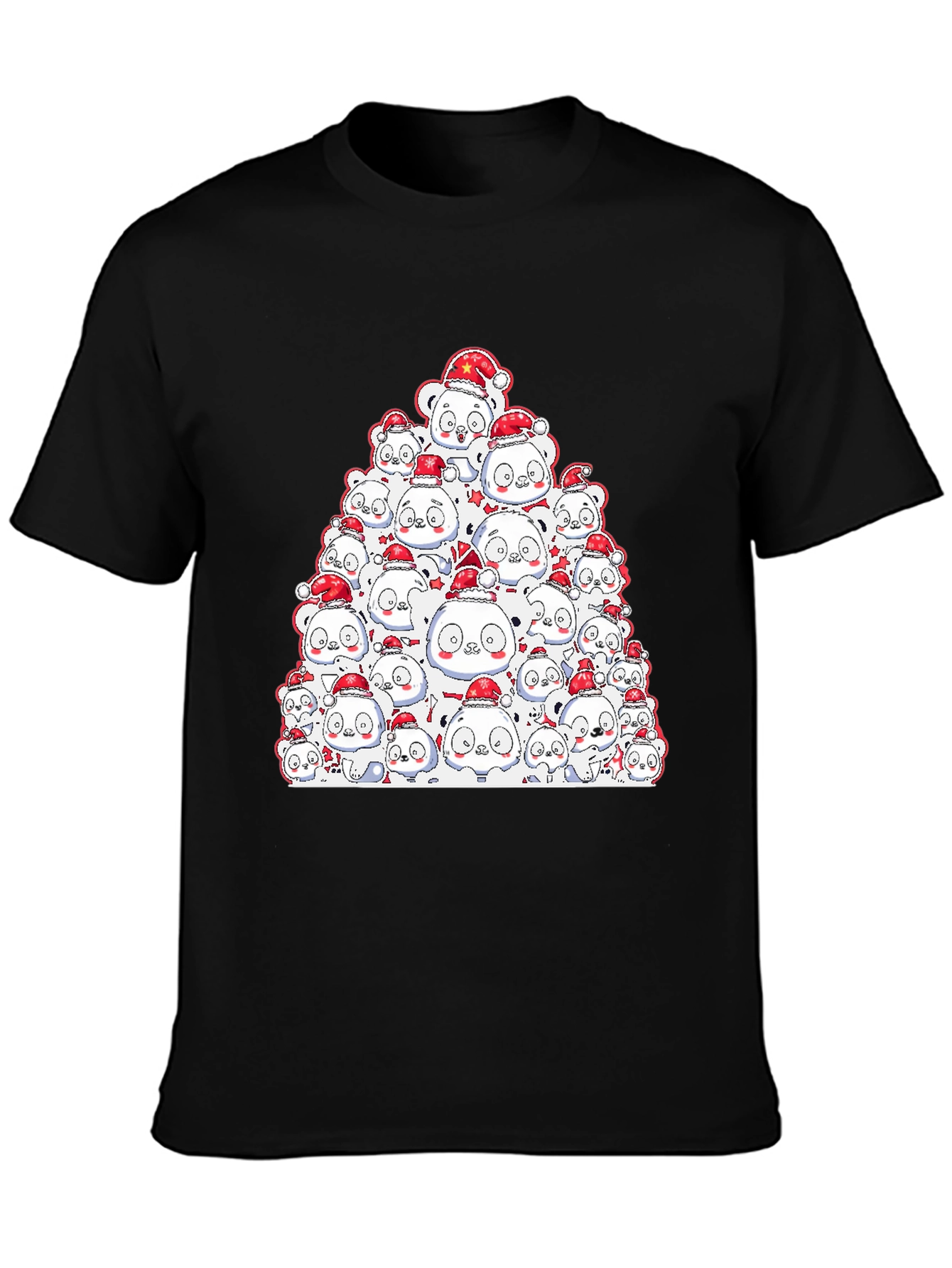 Festive Panda Pile-Up T-Shirt